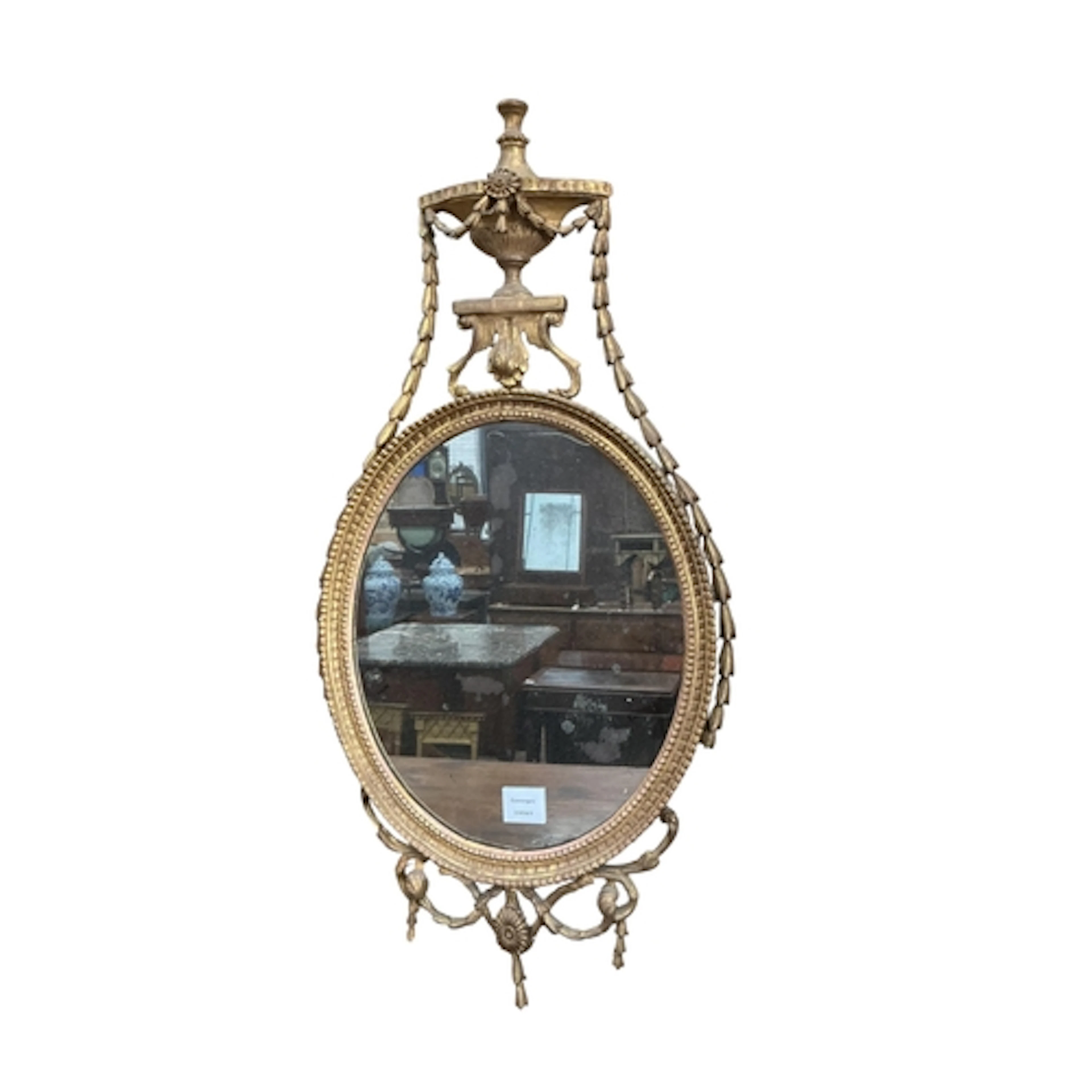 A George III Neoclassical Adam style giltwood oval mirror su...