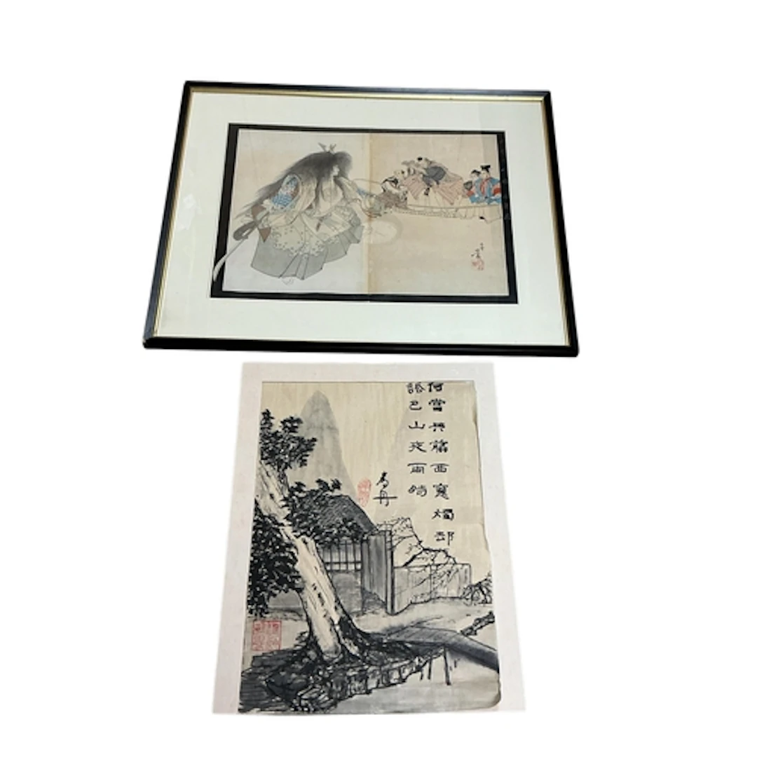 Toshihide Migita (1863–1925), Benkei in a boat, woodblock an...