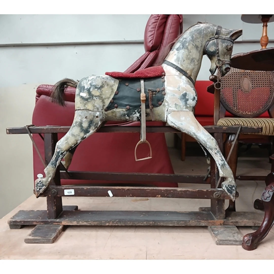 An antique rocking horse.