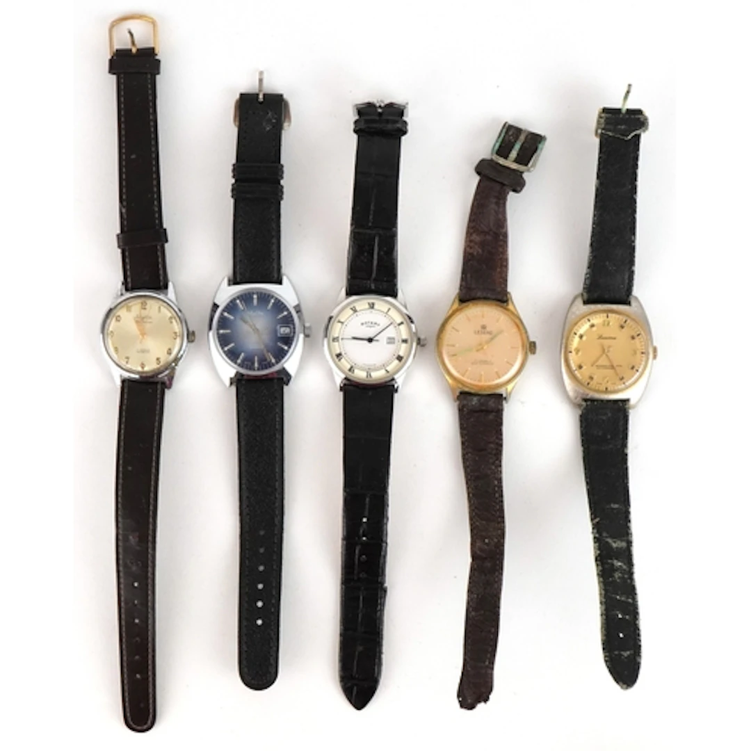 Five vintage gentlemen's wristwatches including Mudu, Rotary...