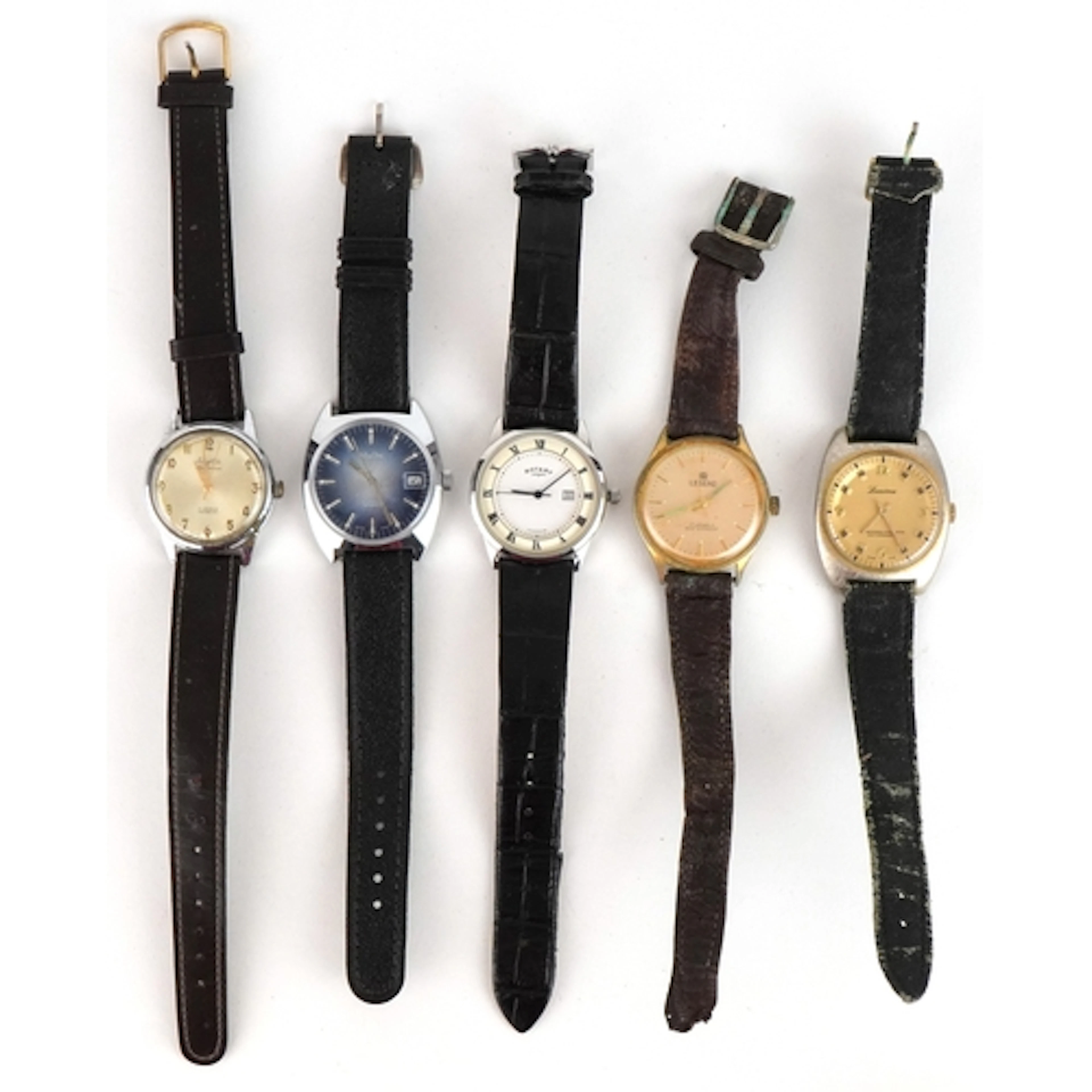 Five vintage gentlemen's wristwatches including Mudu, Rotary...