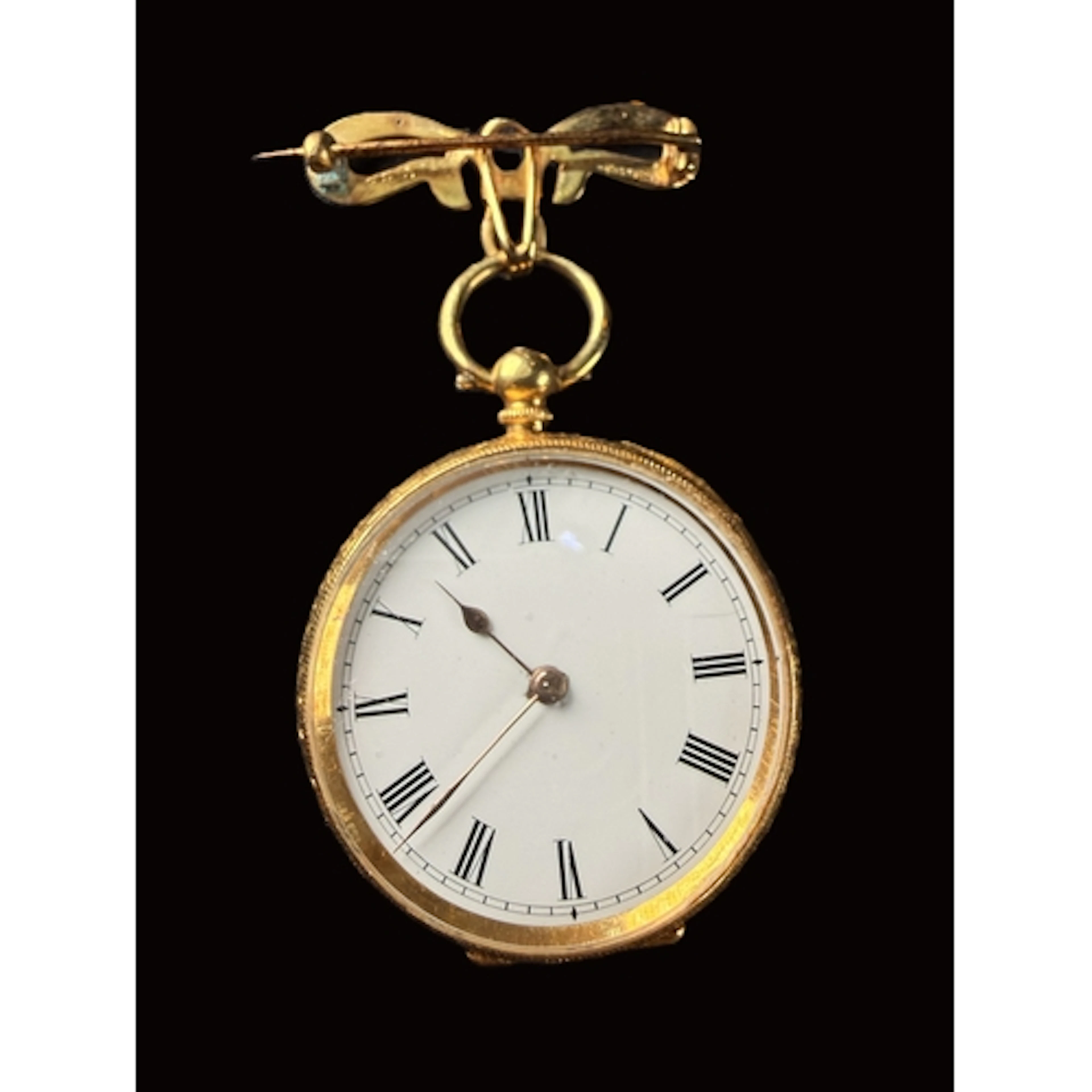 A late 19th century open faced key wound fob watch with exte...