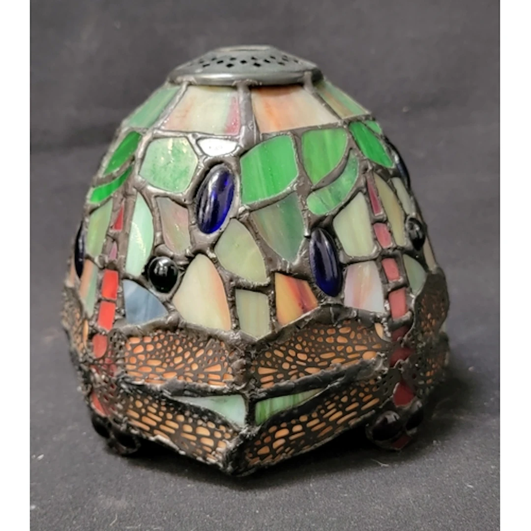 SMALL TIFFANY STYLE STAINED GLASS LAMPSHADE with colourful ...