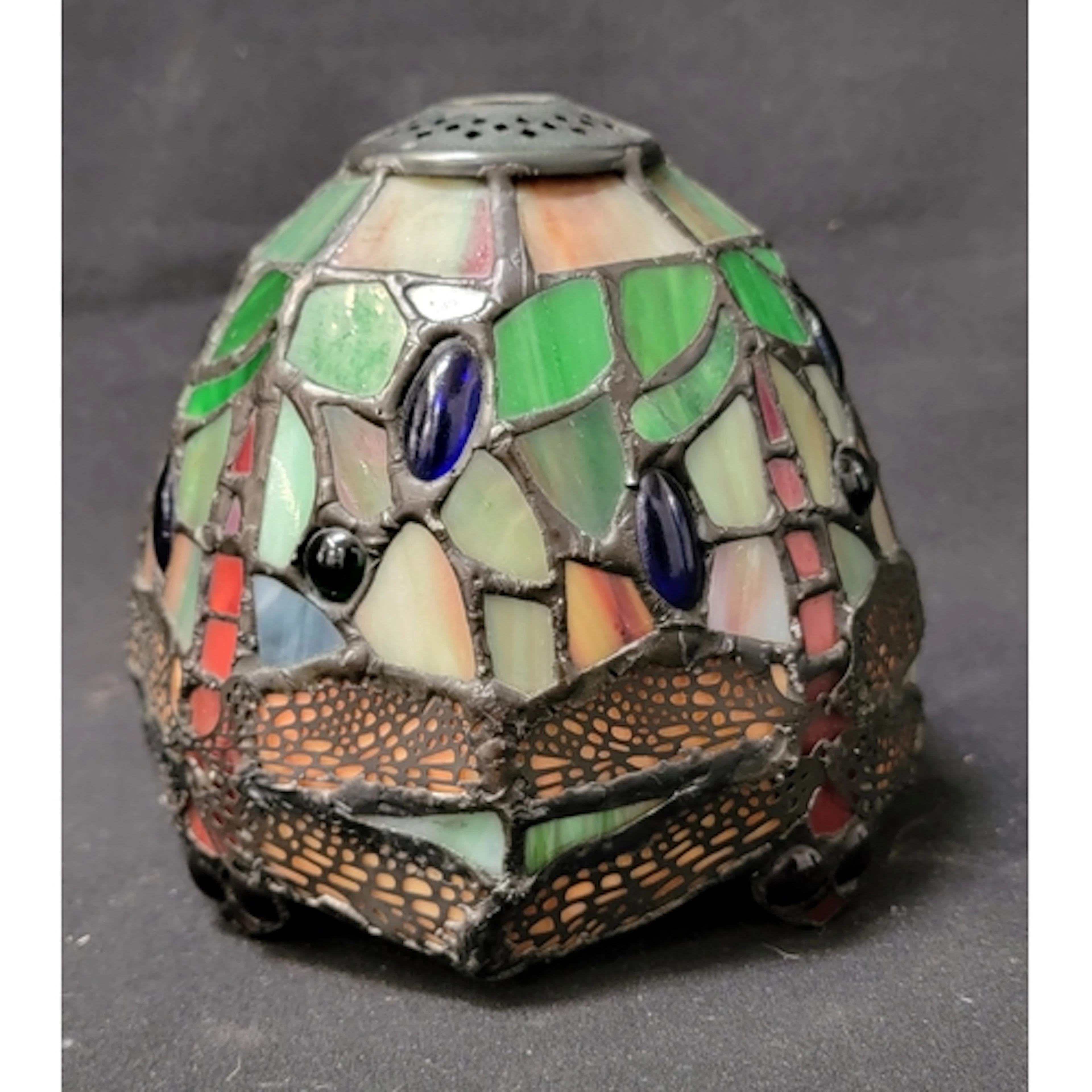 SMALL TIFFANY STYLE STAINED GLASS LAMPSHADE with colourful ...