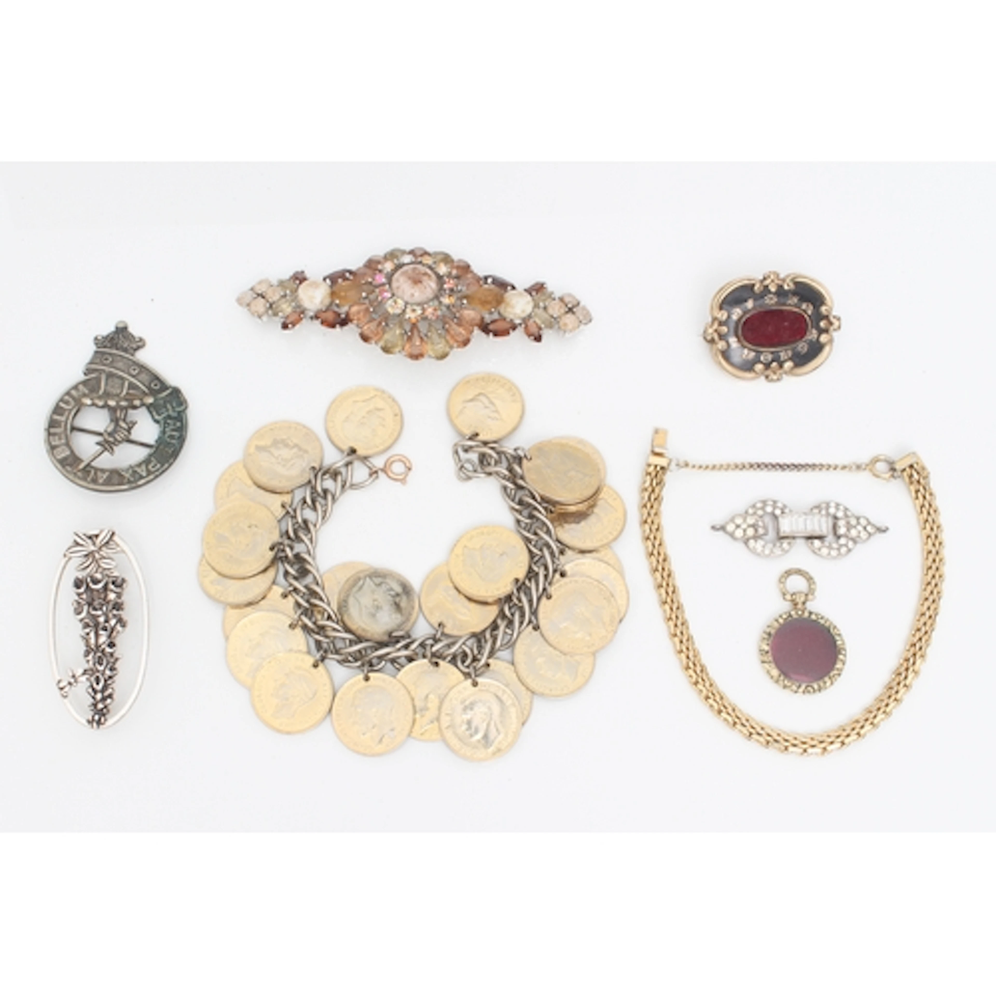 A small group of antique and vintage rolled gold and costume...