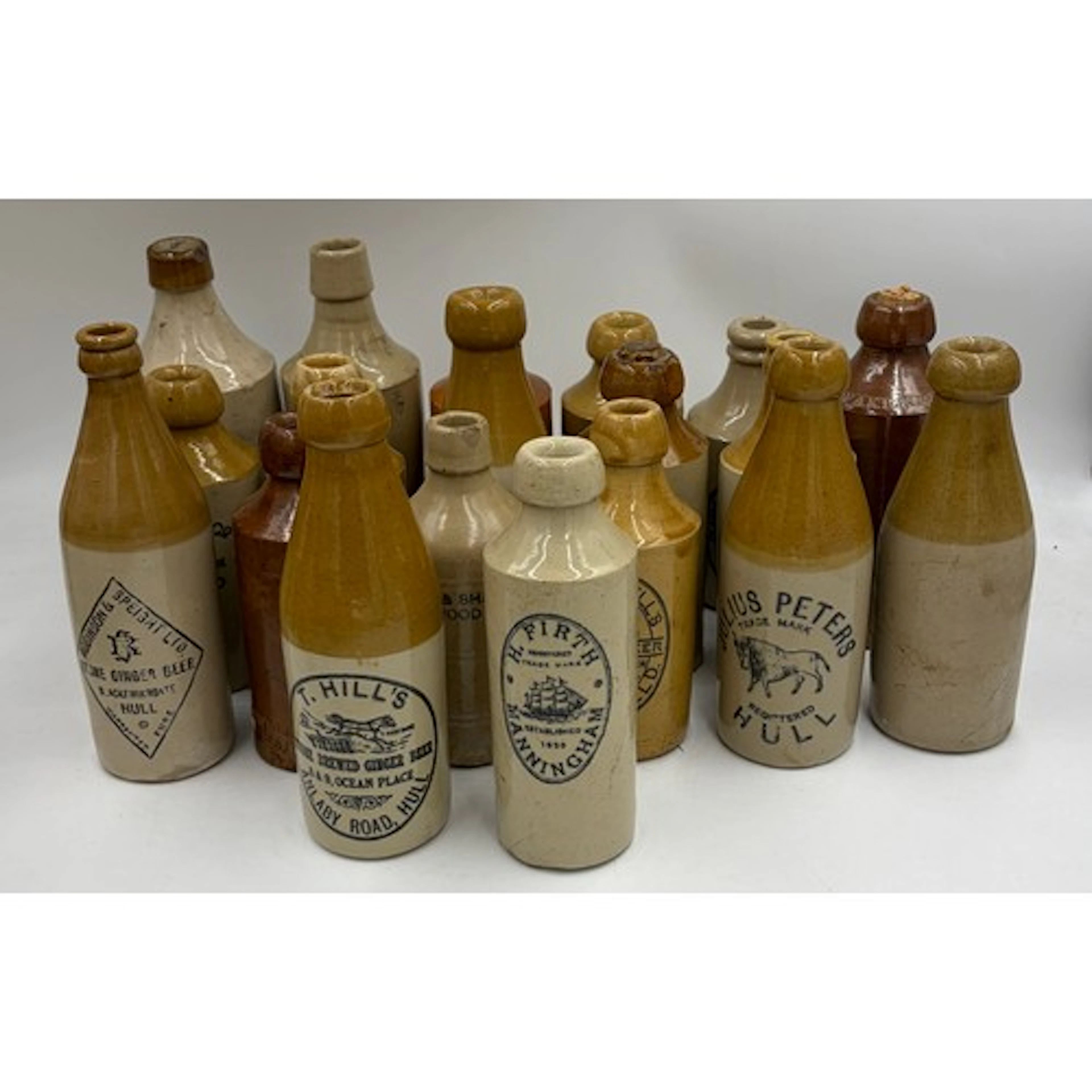 Collection of Yorkshire and Lincolnshire stoneware ginger be...