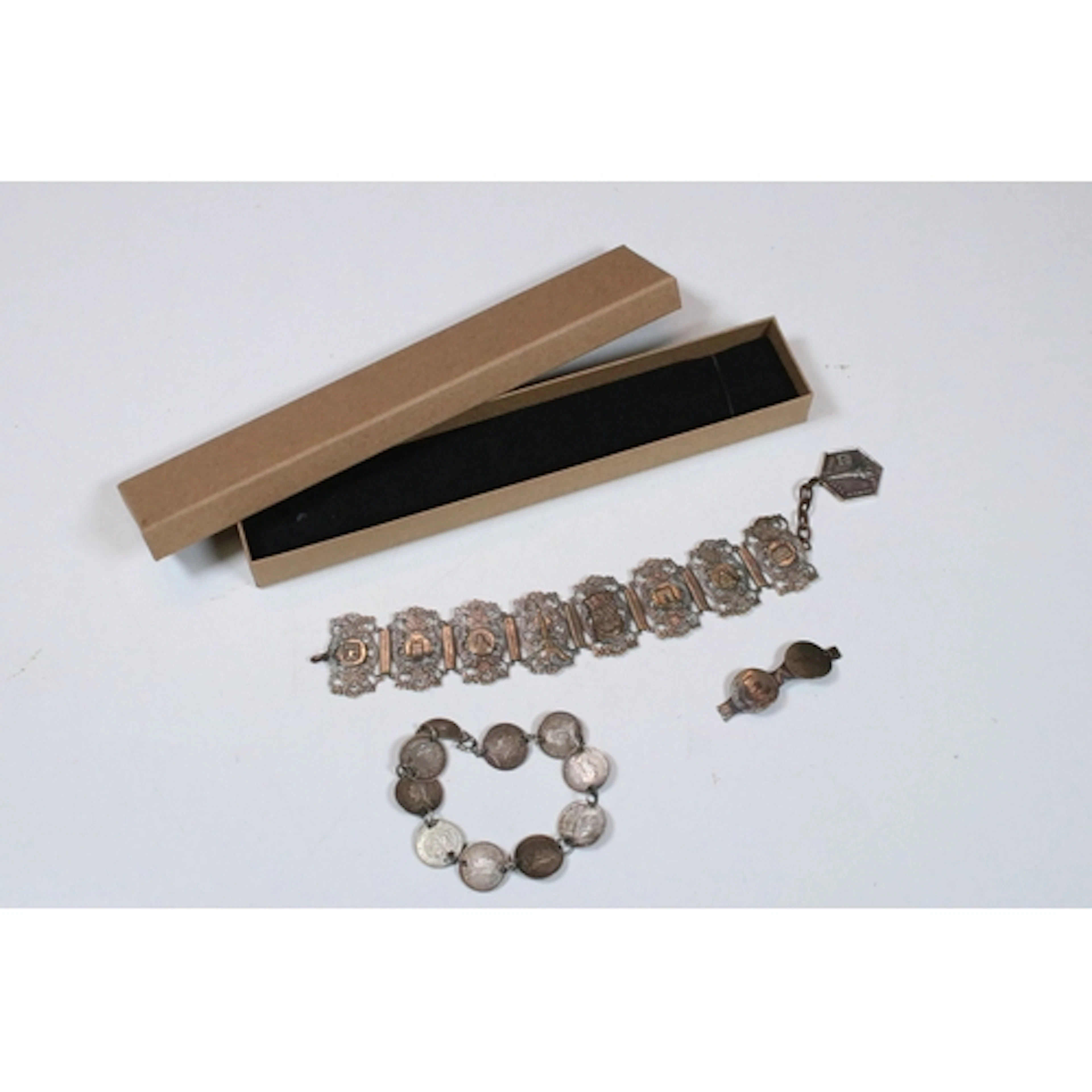 Late 19th / early 20th century coin bracelet, together with ...