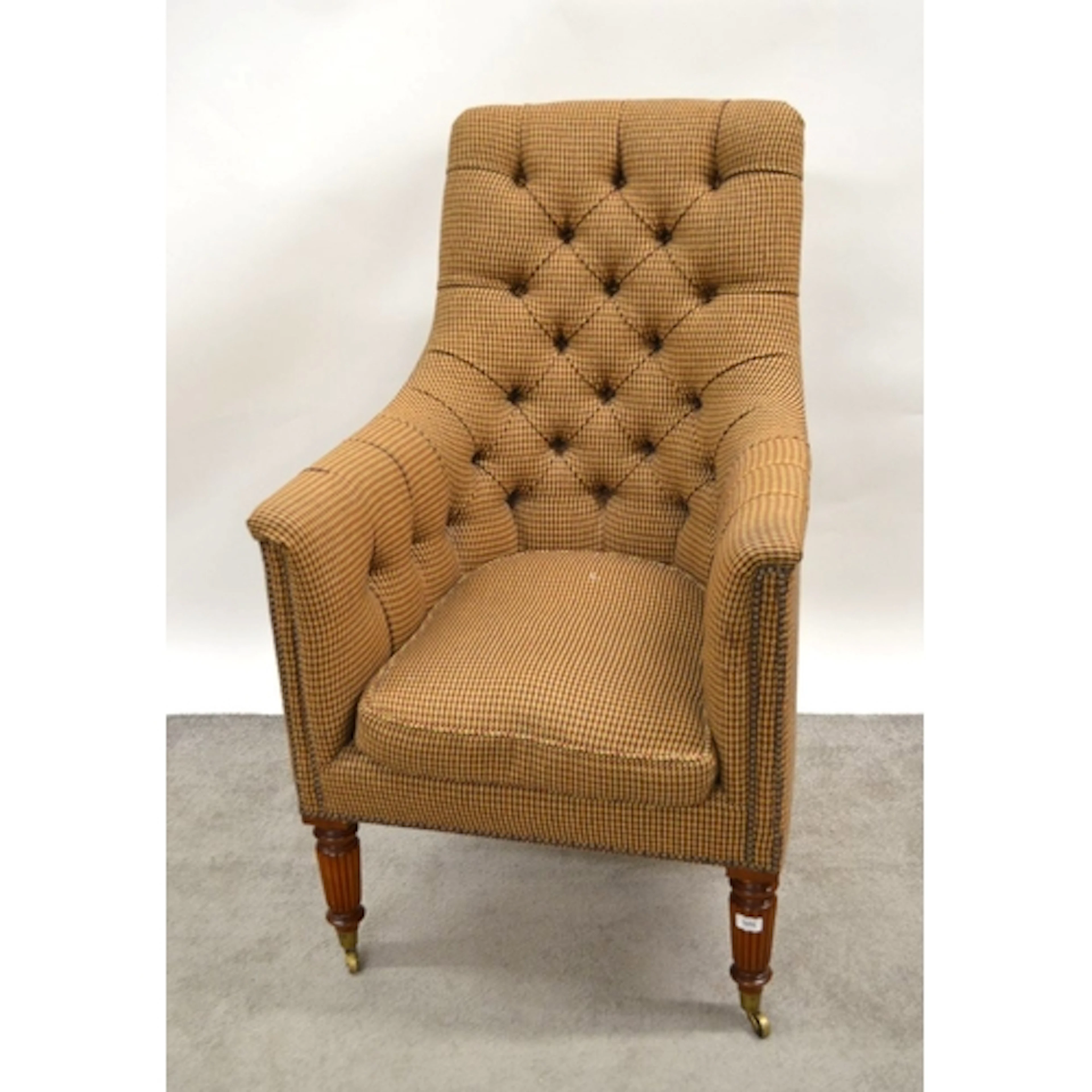Regency style button upholstered armchair, with loose cushio...