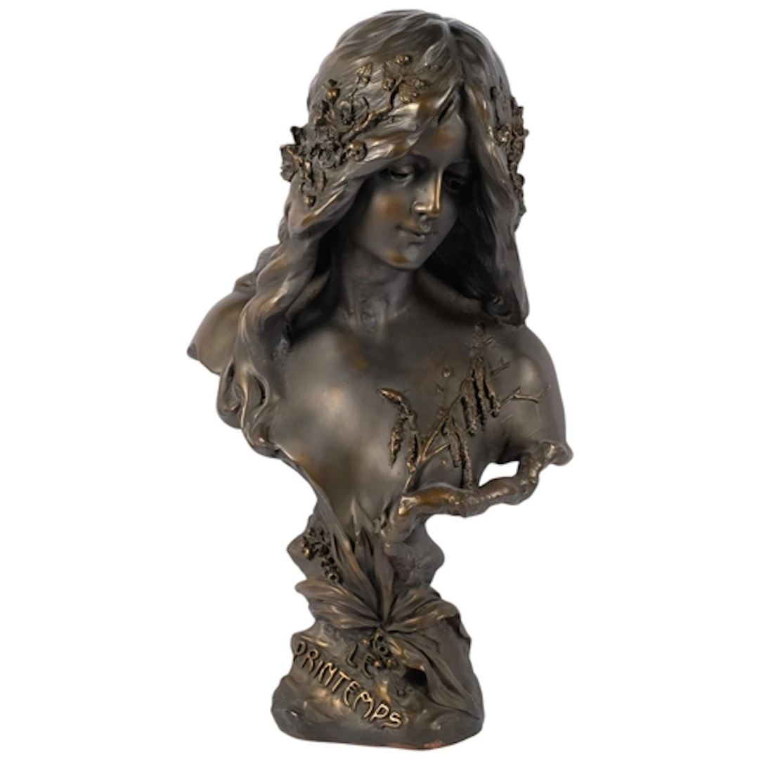 A large resin bronze sculpture in Art Nouveau style, depicti...