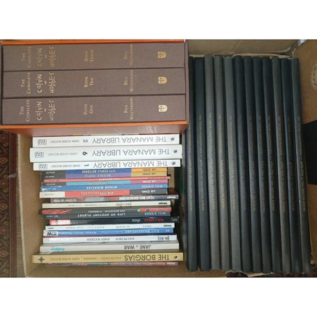 Seven boxes of graphic novels including Humanoids, Fantagrap...