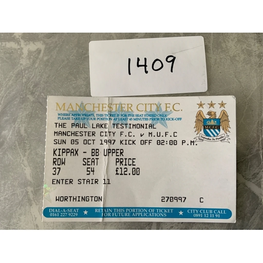 1997 Manchester City v Manchester United Football Ticket: Pa...