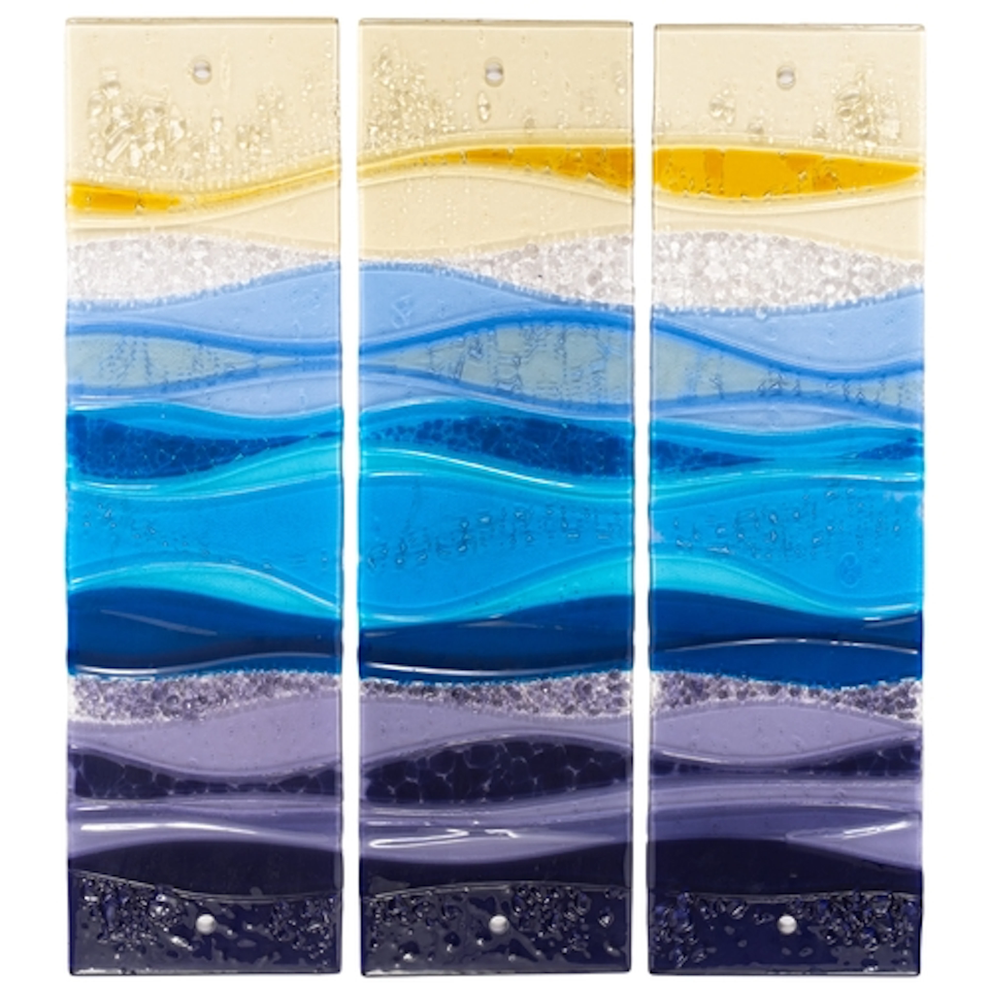 Jo Downs [Contemporary] a fused glass triptych comprising th...