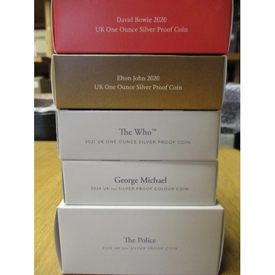 Music collection of boxed silver proofs with 2023 2oz £5 'Th...
