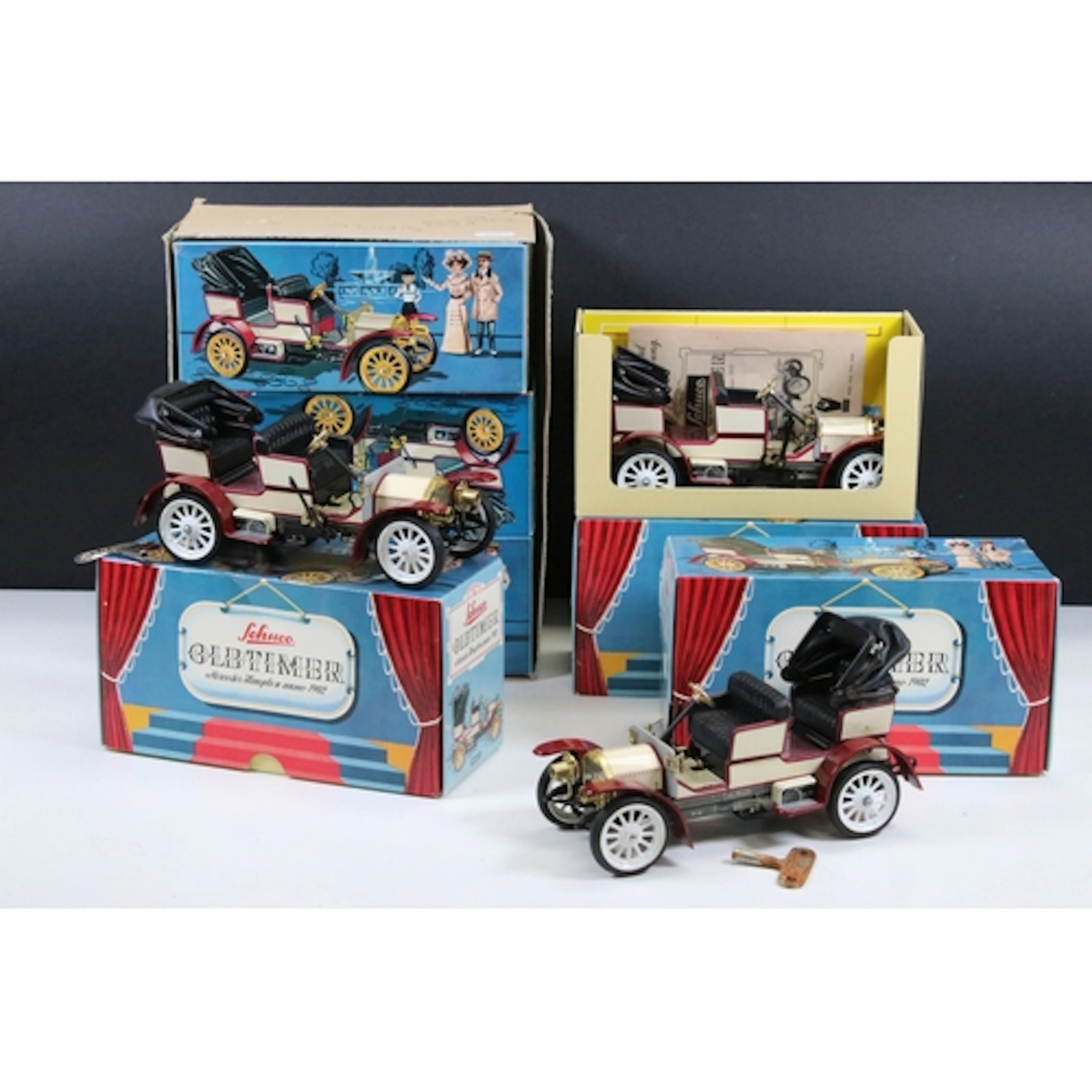 Six boxed Schuco 1229 Old Timer Mercedes Simplex anno 1902 t...