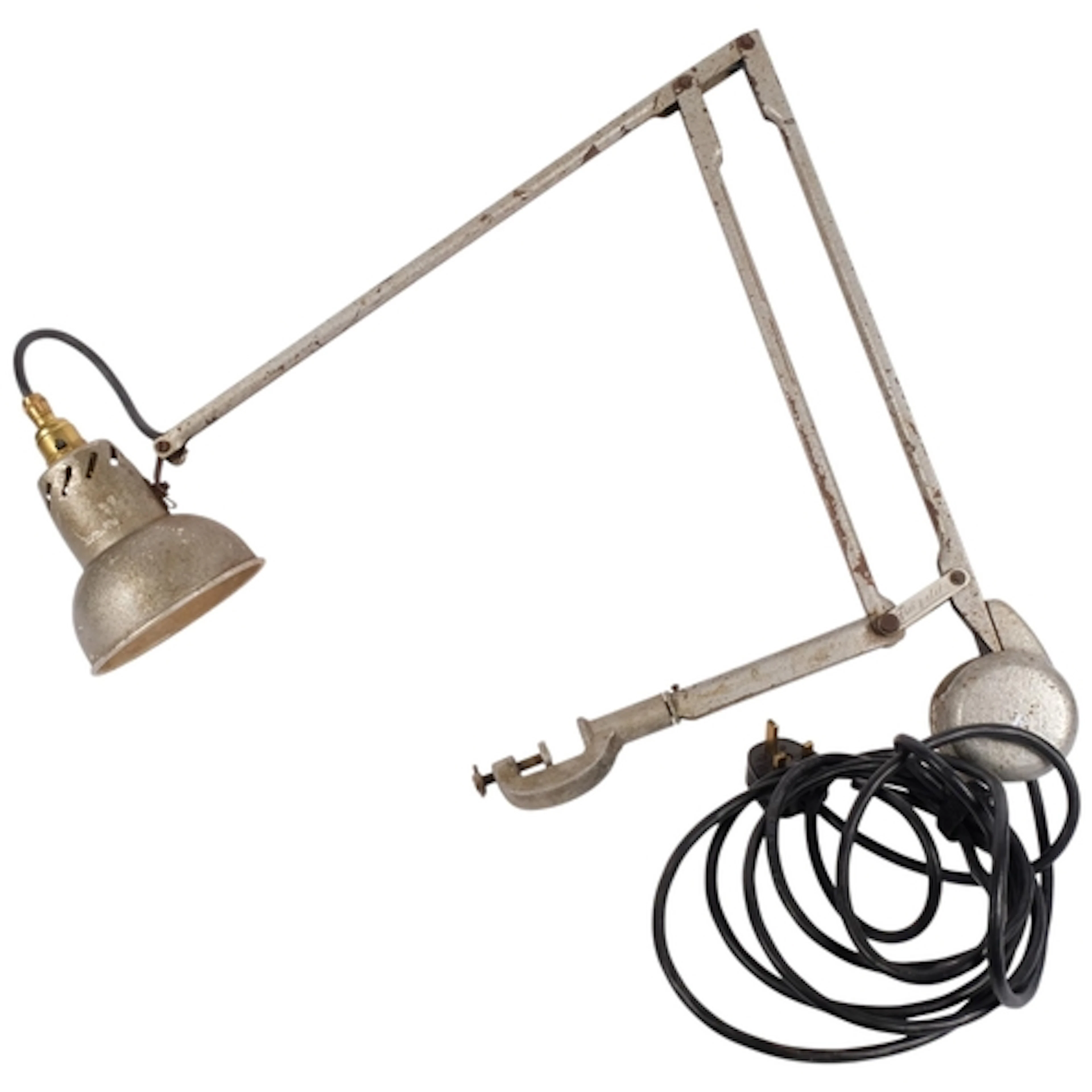 A Fingalite draftsman 1950s silver painted lamp, working ord...