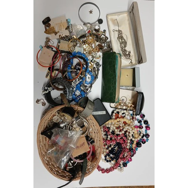 Box of various costume, bangles, wristwatches, etc.