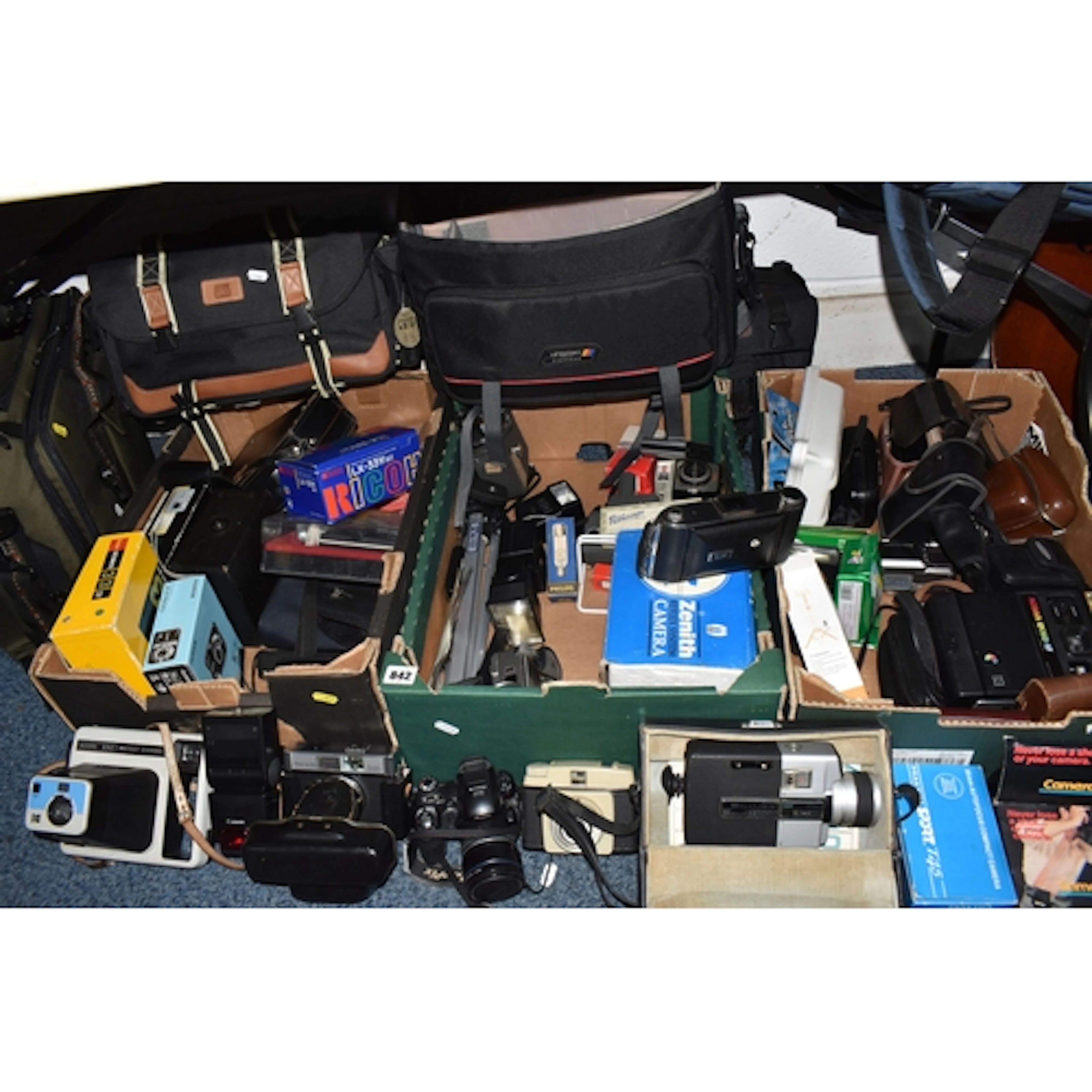 THREE BOXES AND LOOSE OF VINTAGE CAMERA EQUIPMENT to include...