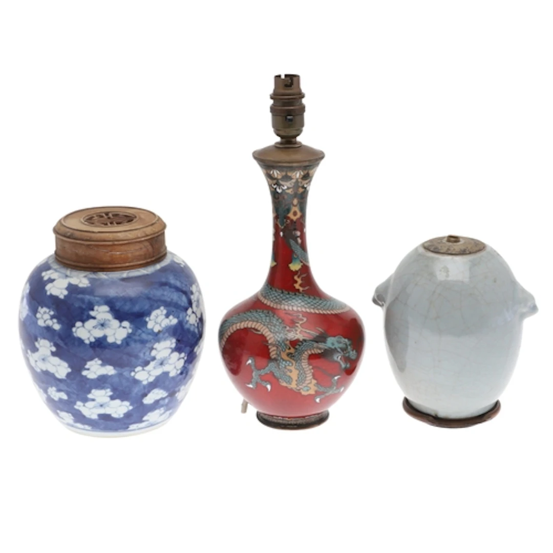 CHINESE BLUE & WHITE GINGER JAR & OTHER ITEMS. Including a b...