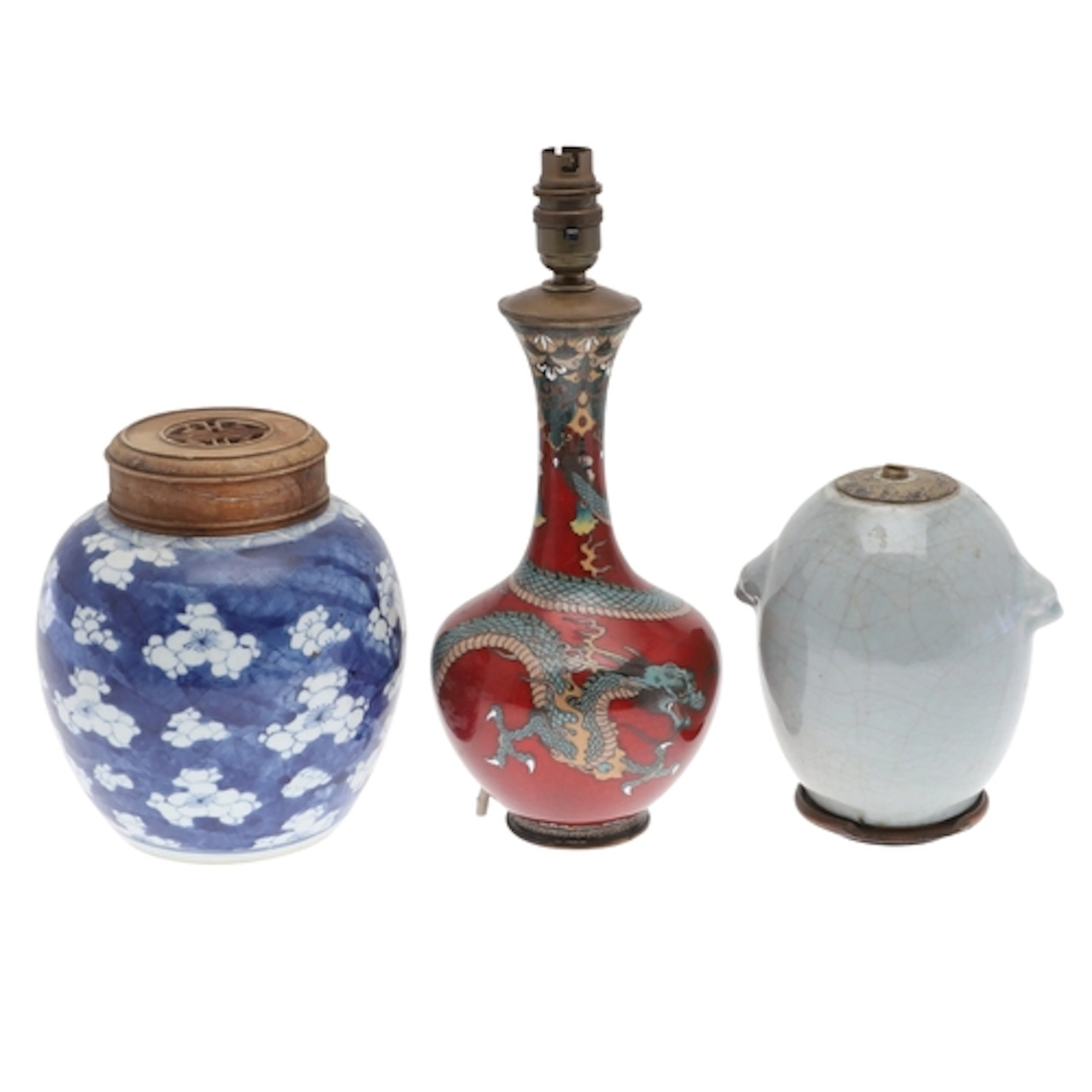 CHINESE BLUE & WHITE GINGER JAR & OTHER ITEMS. Including a b...