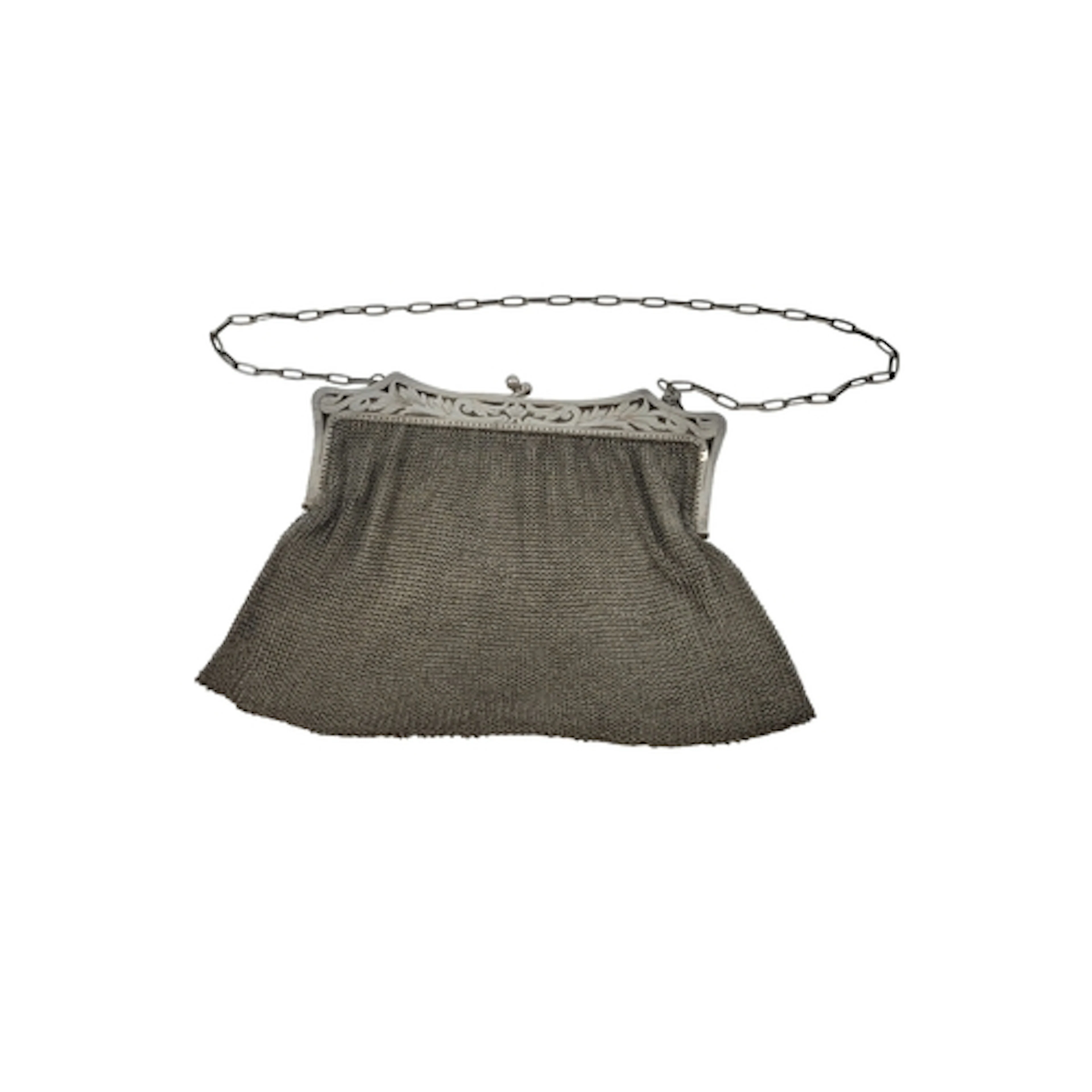 A CONTINENTAL SILVER MESH PURSE, stamped (800) with internal...