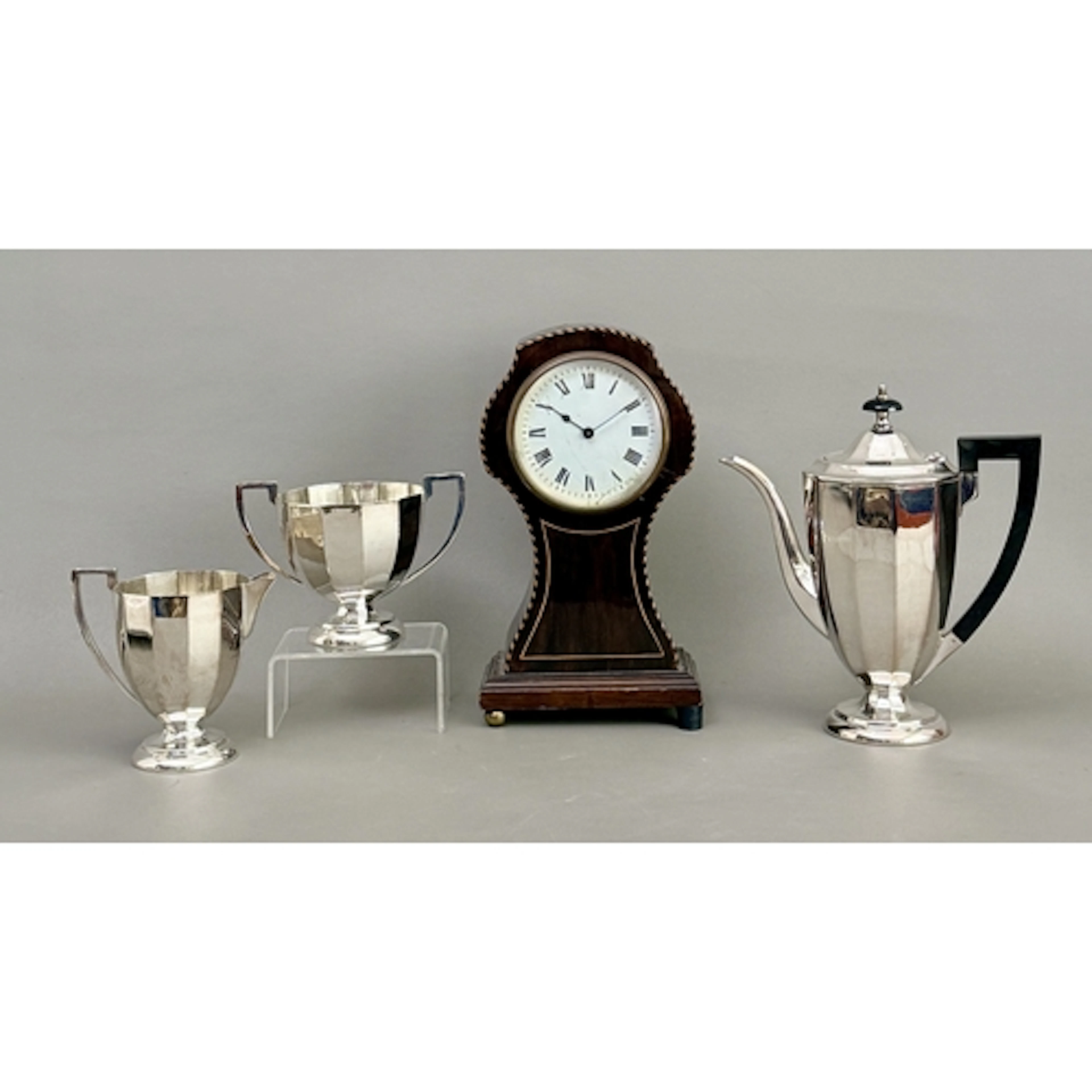 Two pieces - comprising: 1. A three piece silver plated coff...