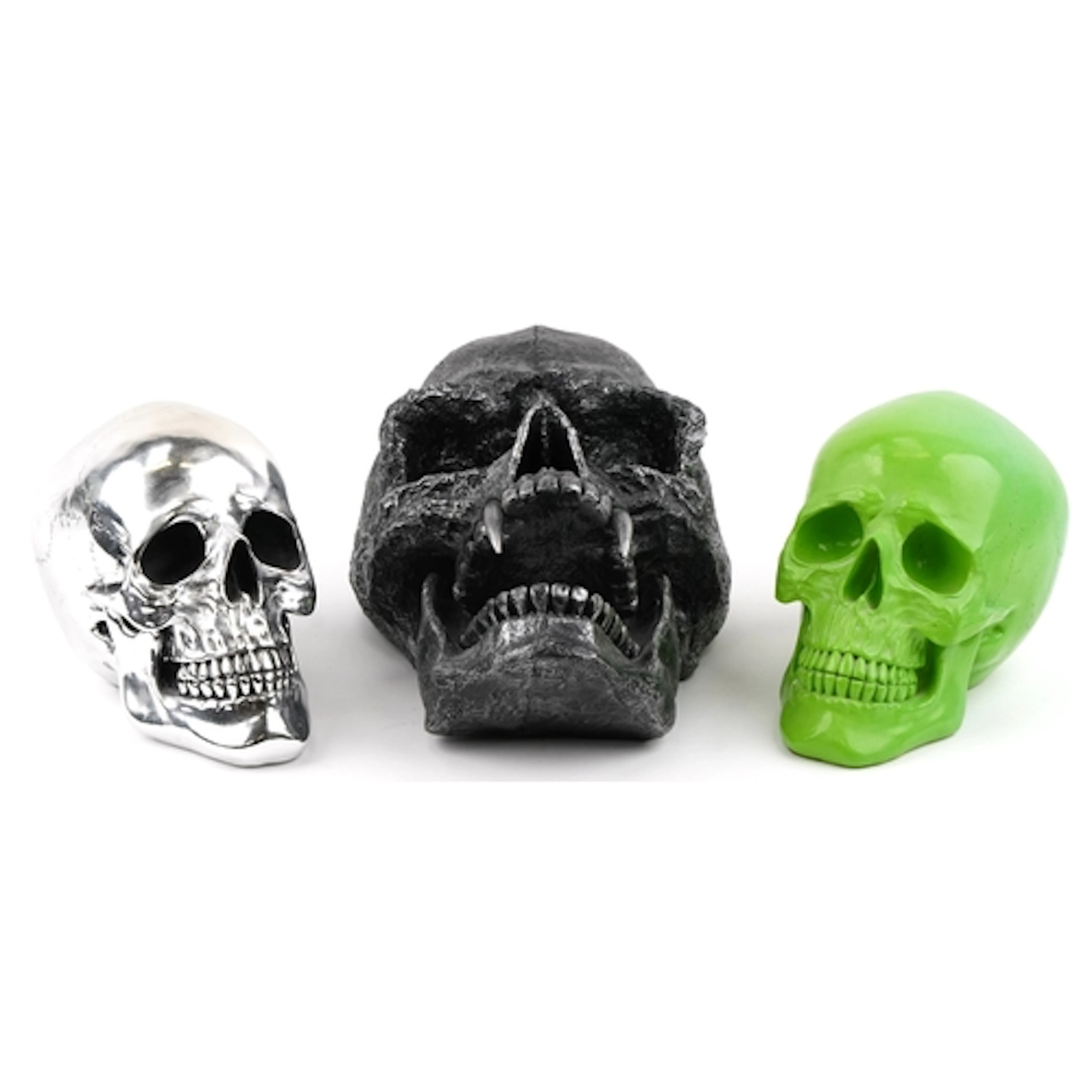 Three decorative model skulls including The Scavenger from N...