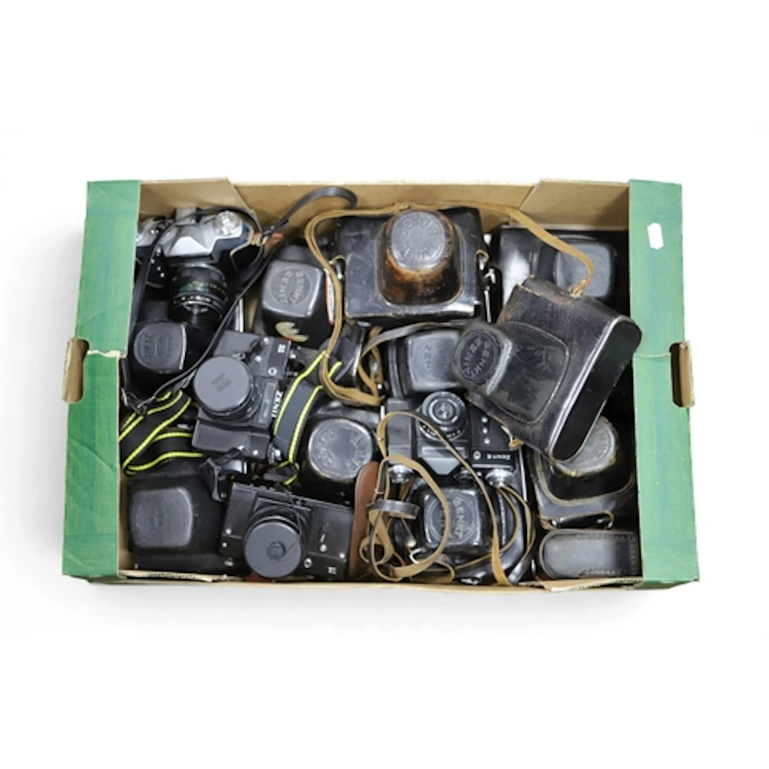 A large collection of Zenit cameras to include TTL, 11, Zeni...