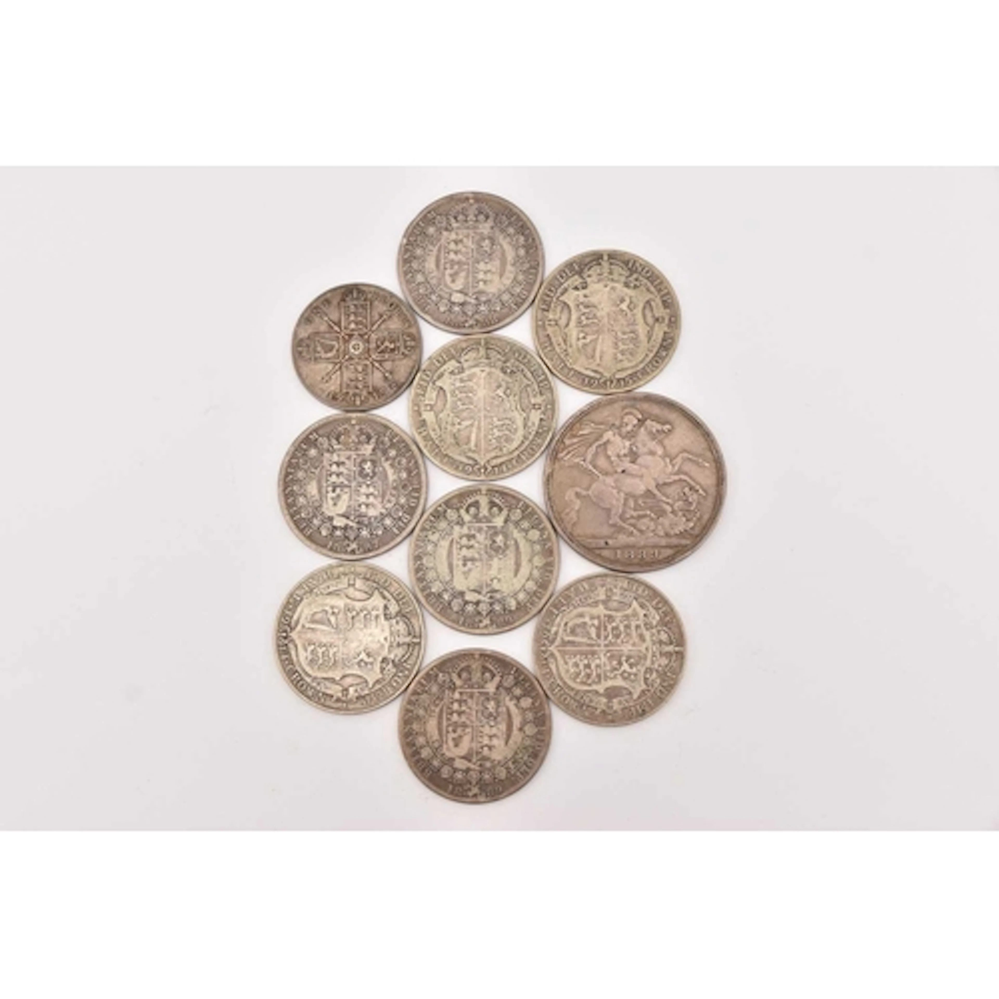 Silver. Pre-1920 circulated .925 silver coins. Noted 1889 cr...