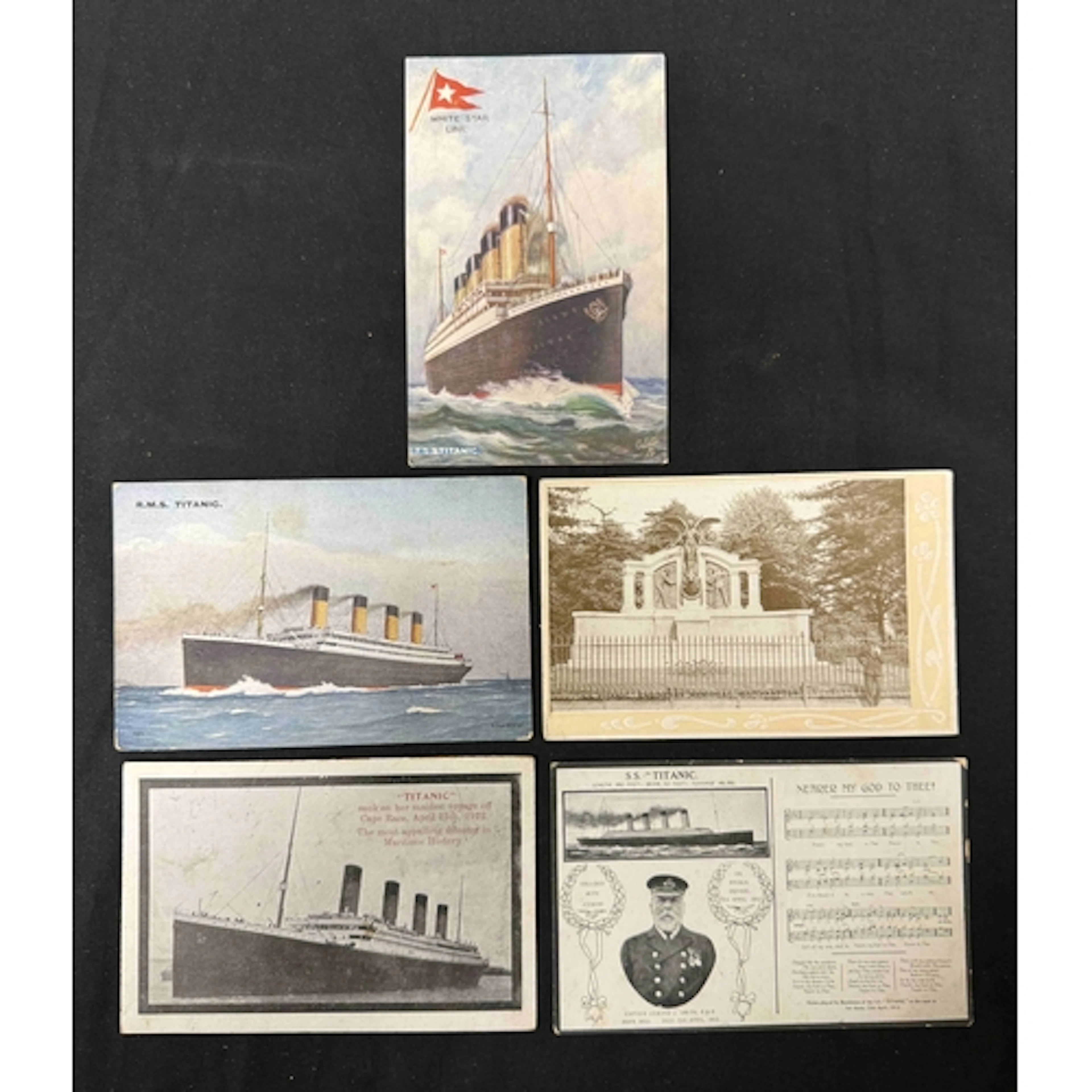 R.M.S. Titanic: R.M.S. Titanic: Five period postcards showi...