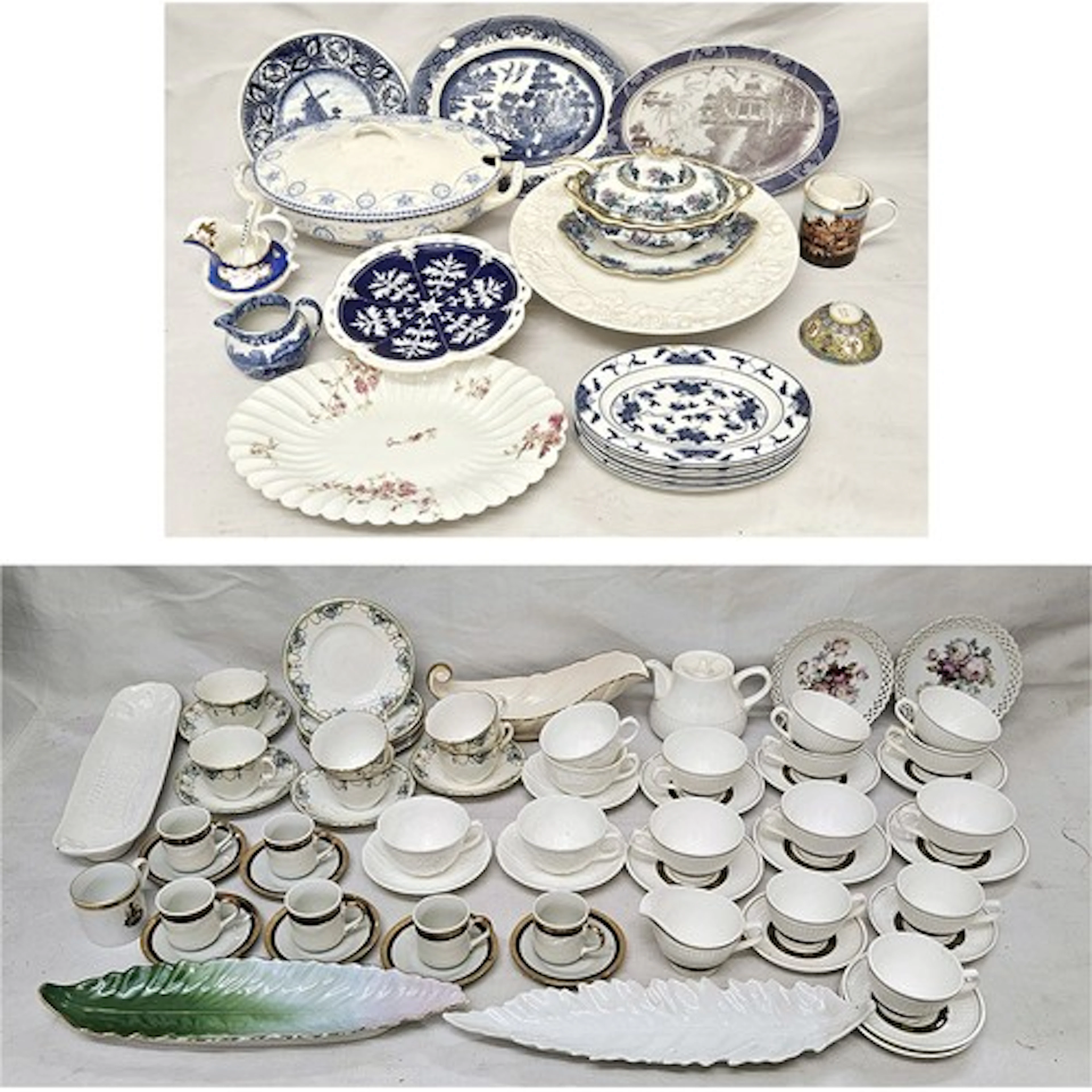 Tablewares incl. Empire Holland Willow Pattern large blue & ...