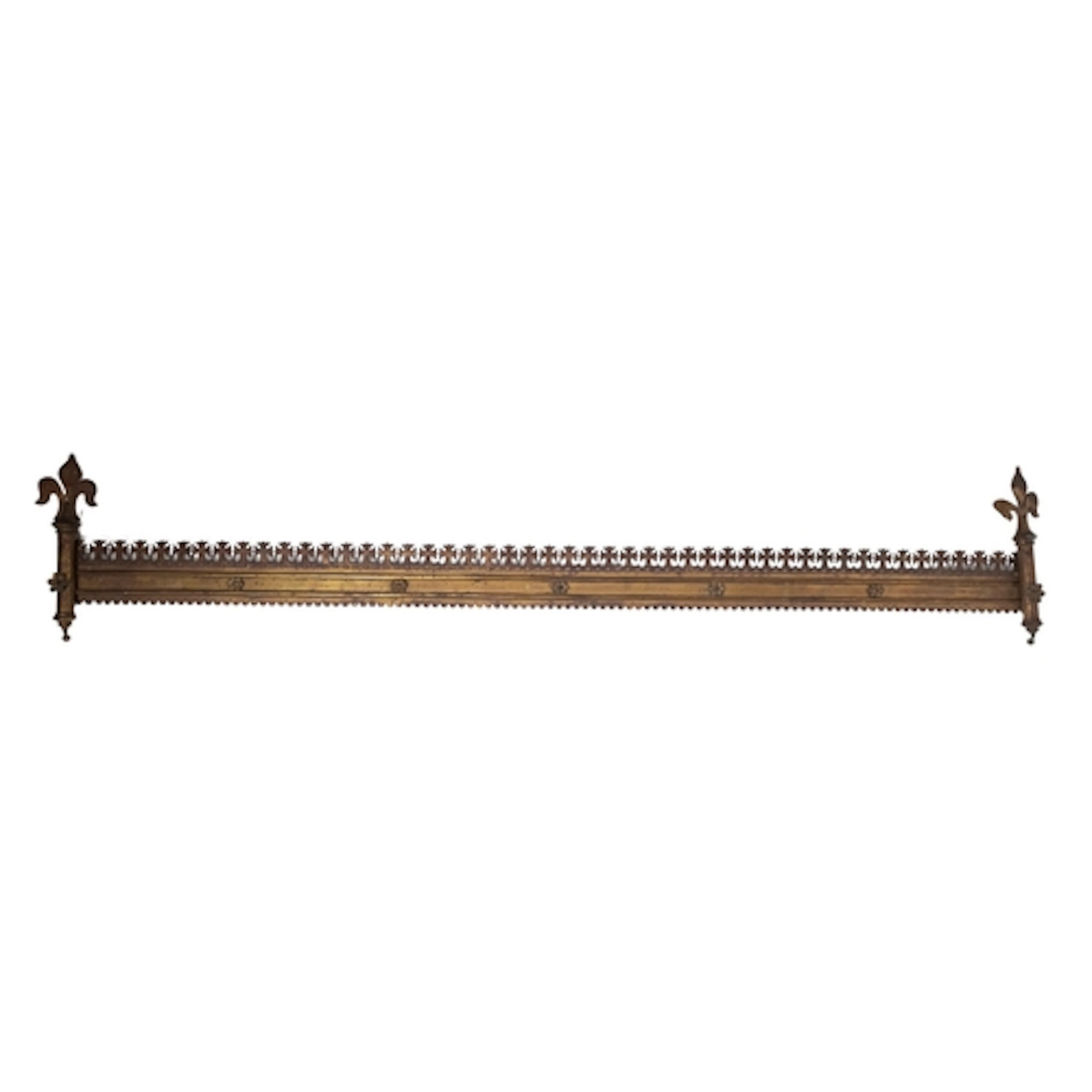A gilt brass dossal rail, circa 1900; with a gallery of open...