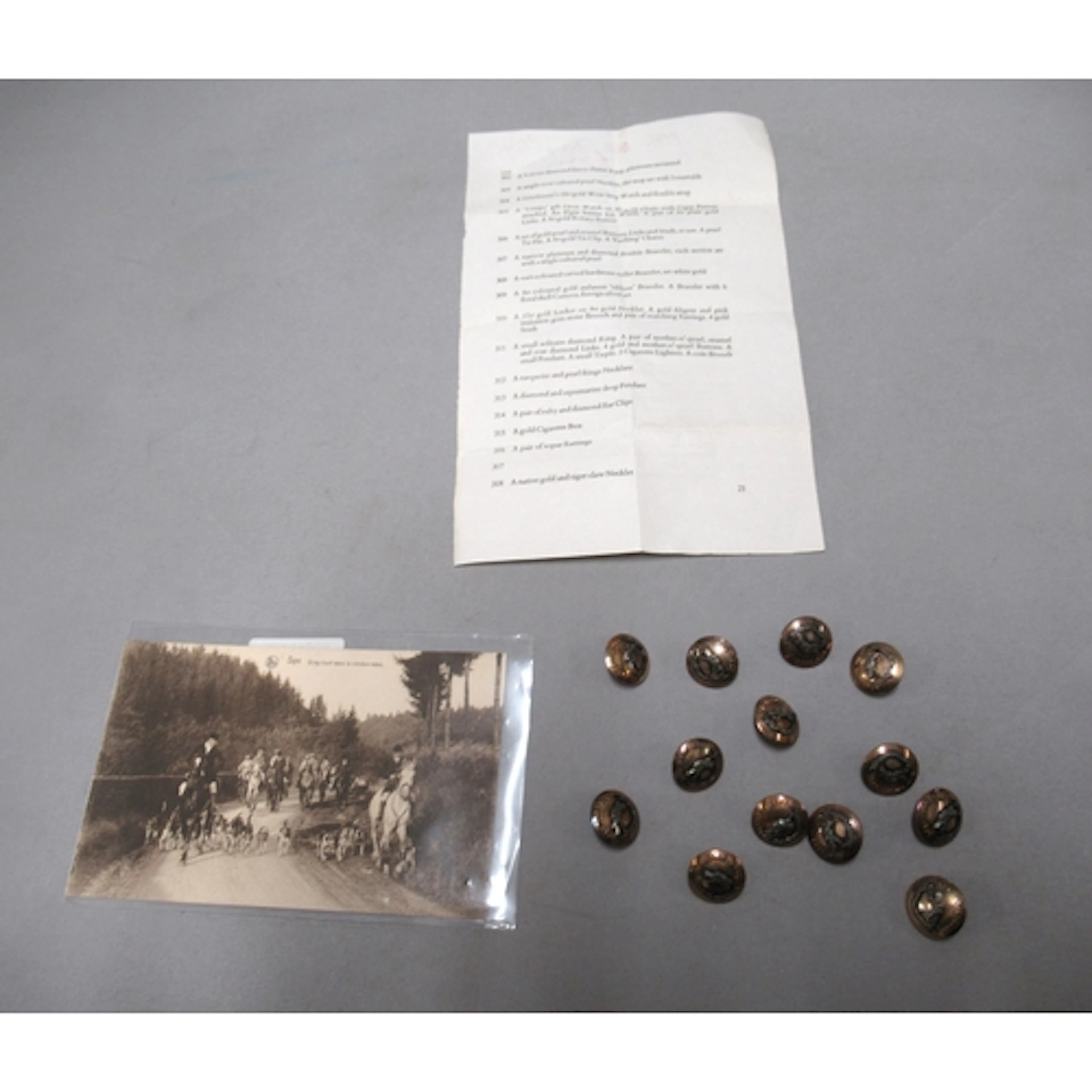 Set of thirteen Belgian gilt metal hunting tunic buttons, de...