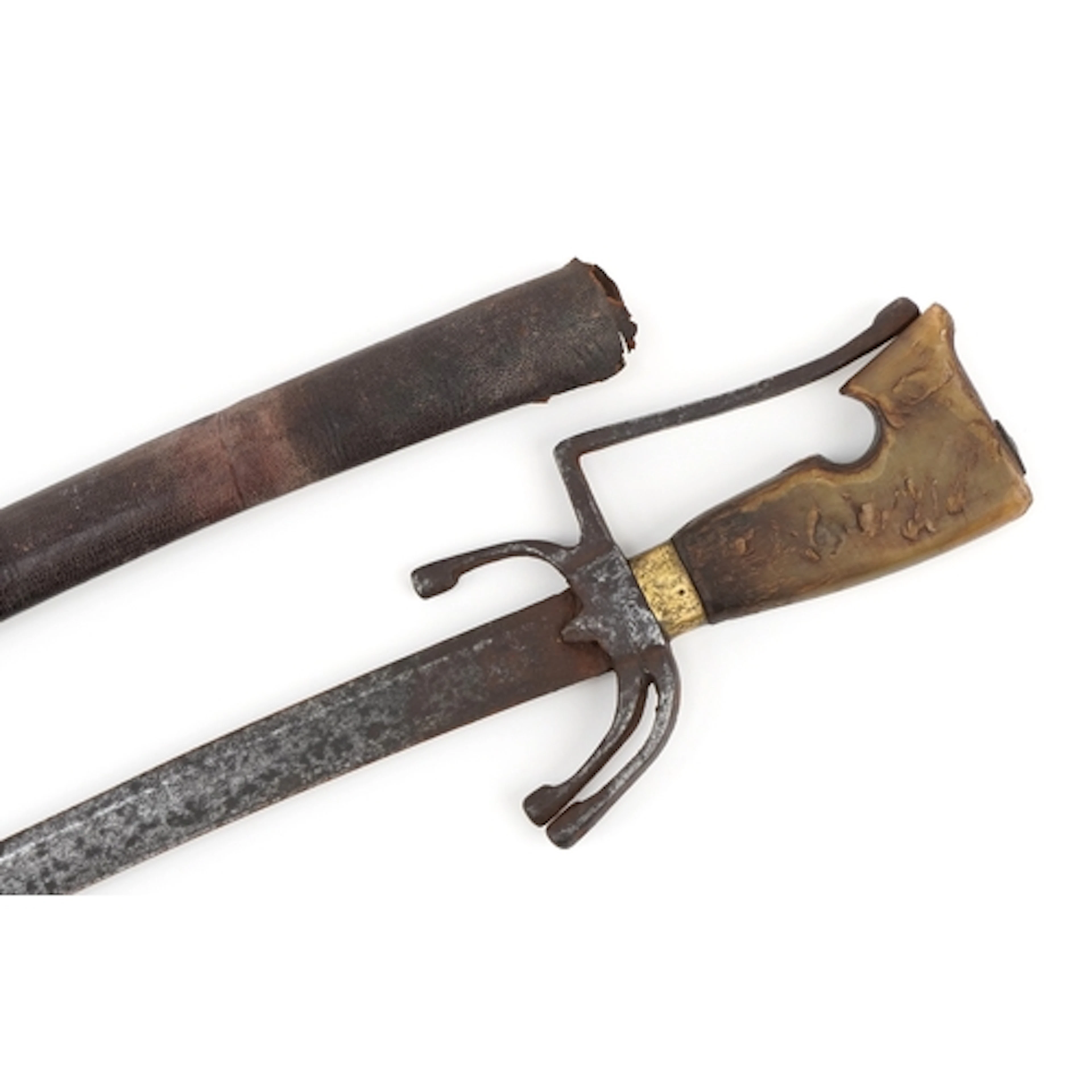 18th/19th century Moroccan Nimcha sword with horn handle and...