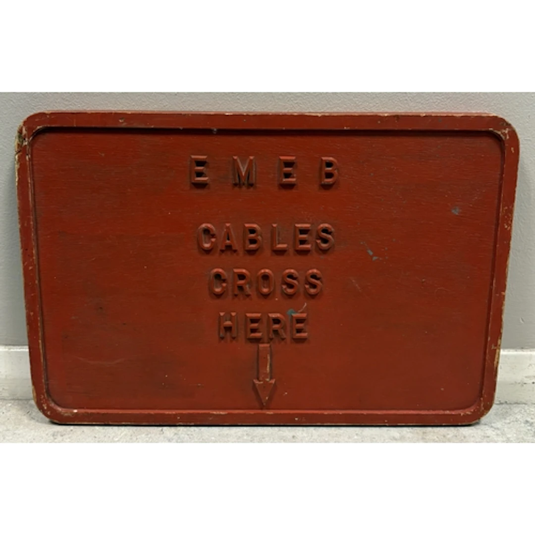 A wooden East Midlands Electricity Board "EMEB Cables Cross ...