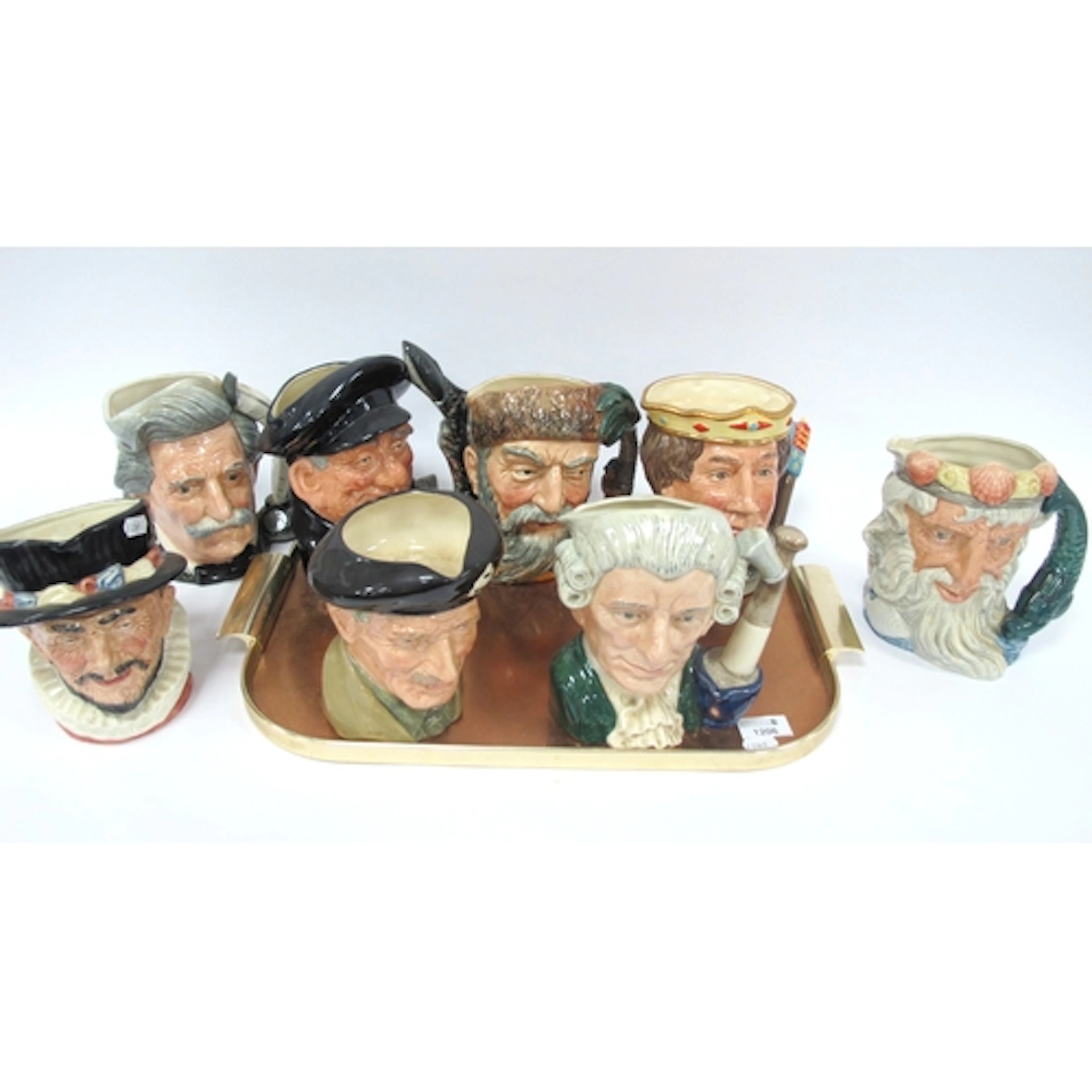 Eight Large Royal Doulton Character Jugs: D6202 Monty, D6206...