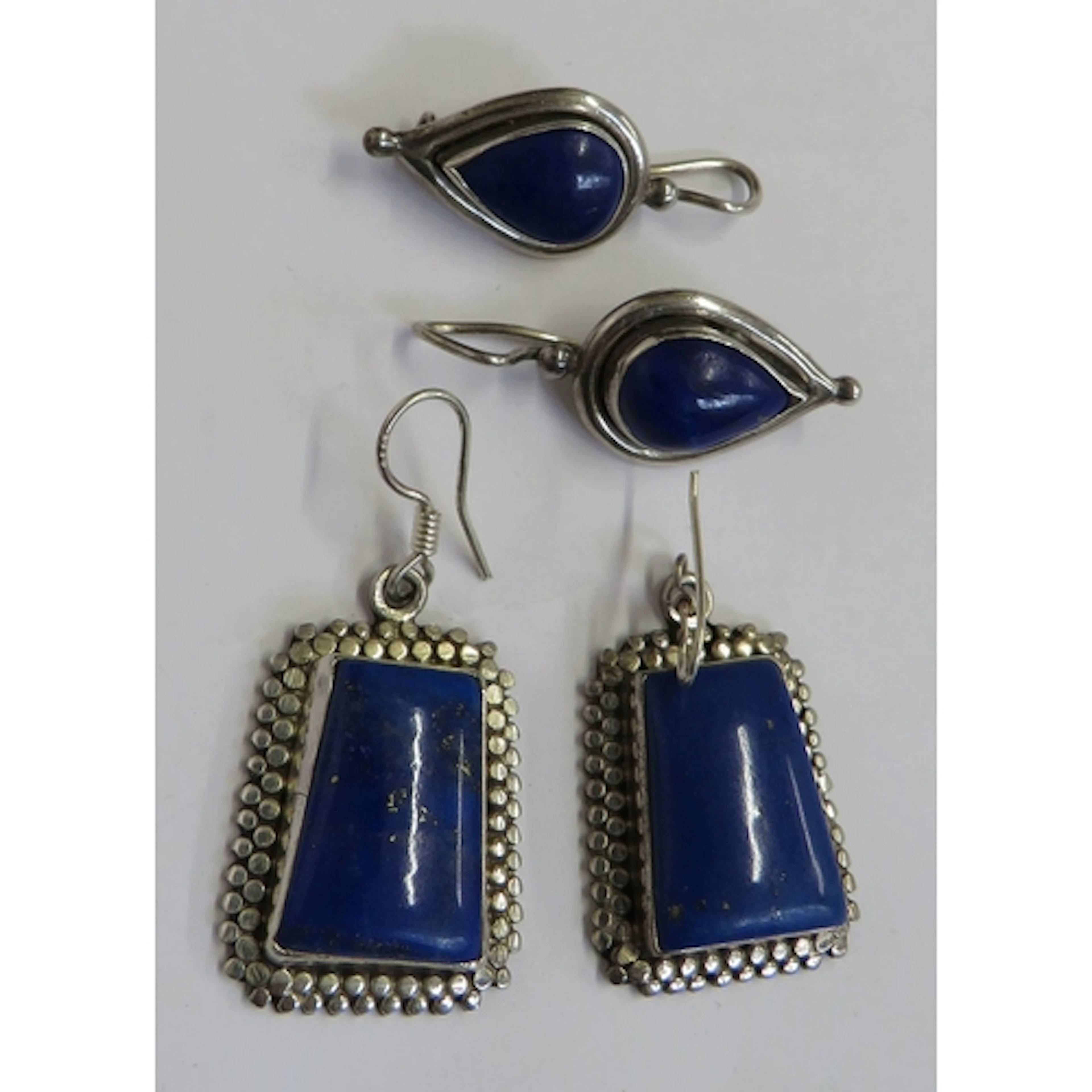 Pair 925 Silver Stamped Ingot Style Earrings, set irregular ...