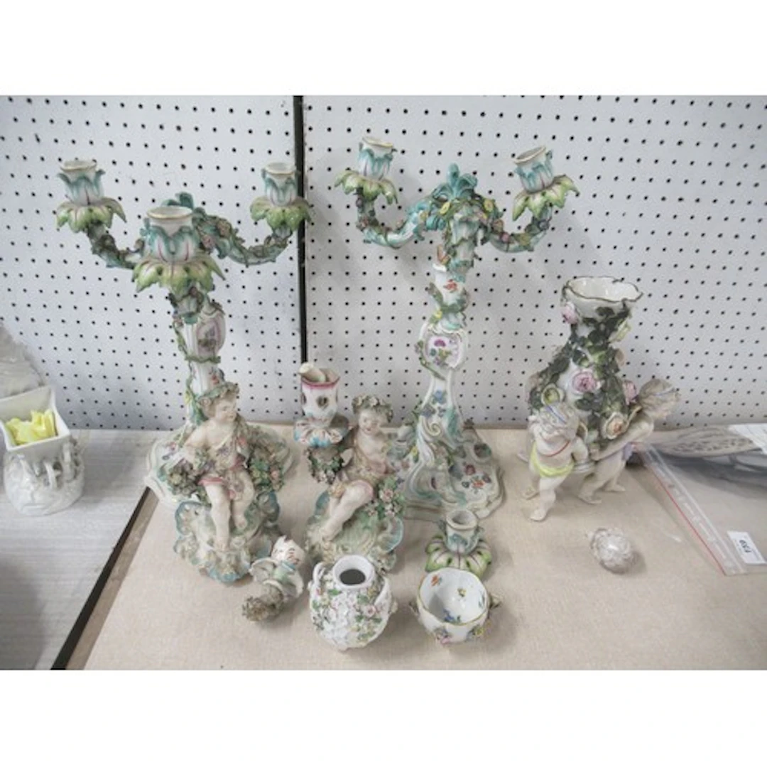 A collection of continental encrusted porcelain, to include ...