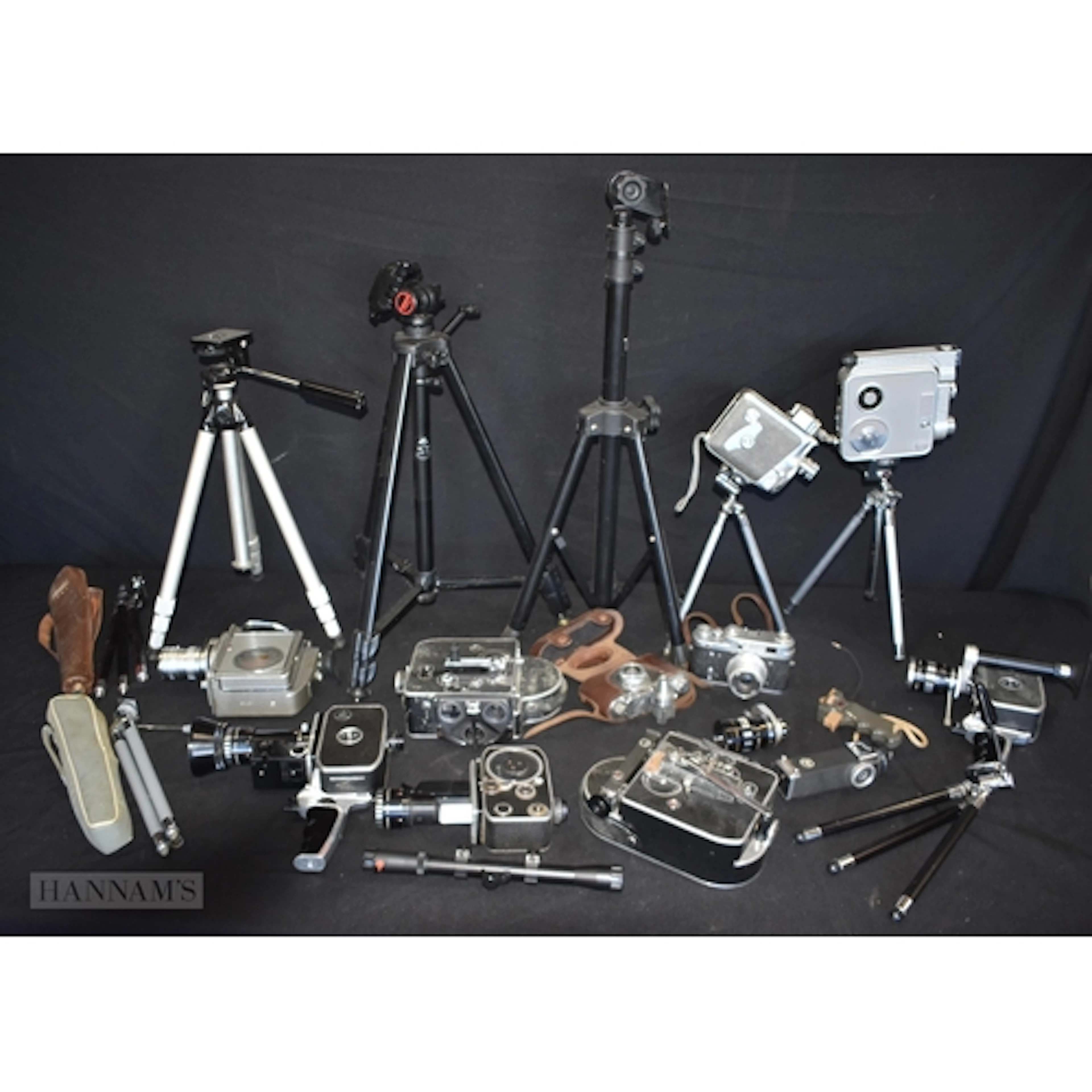 A collection of vintage Cine cameras and equipment etc