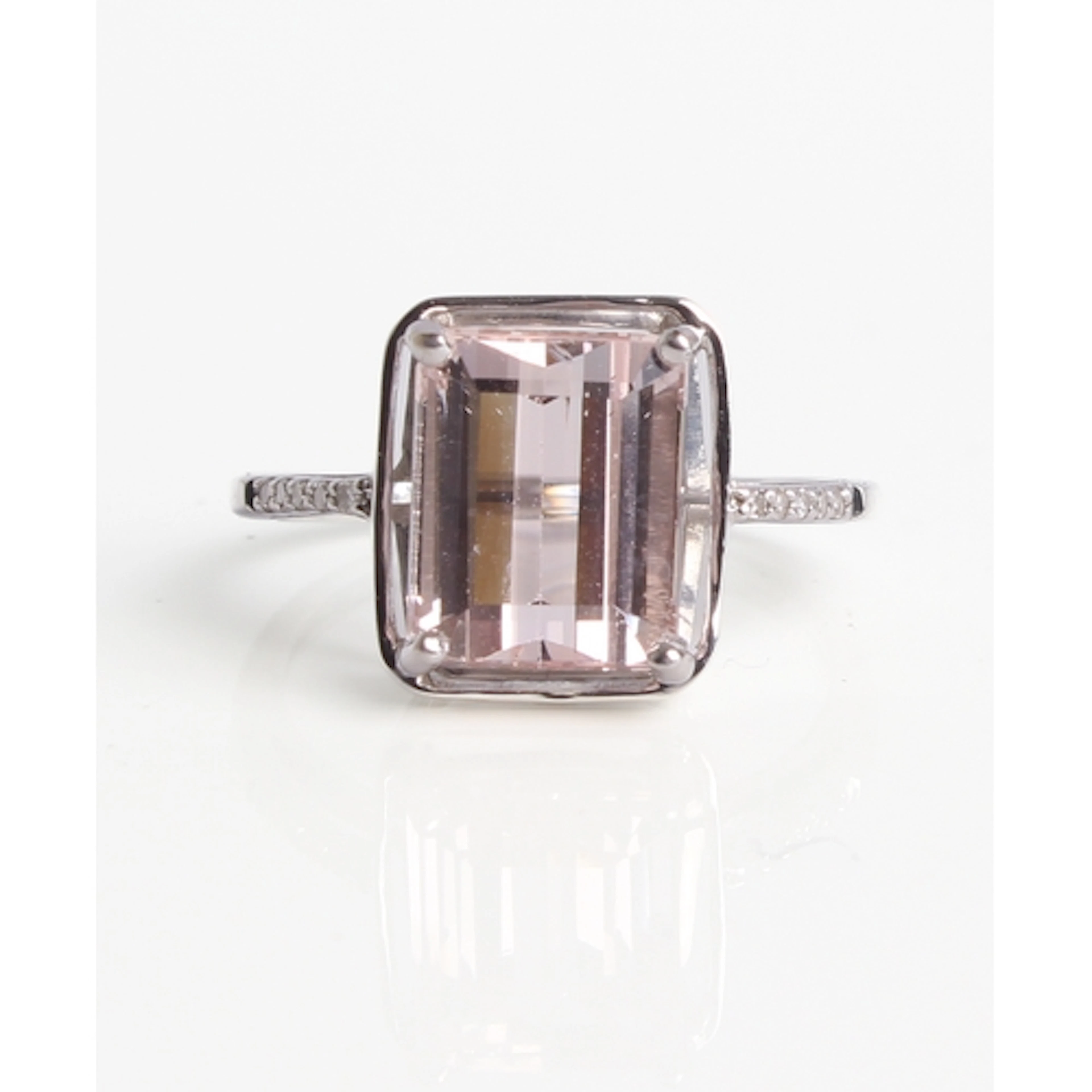 A 9ct white gold, morganite and diamond ring - Birmingham ha...