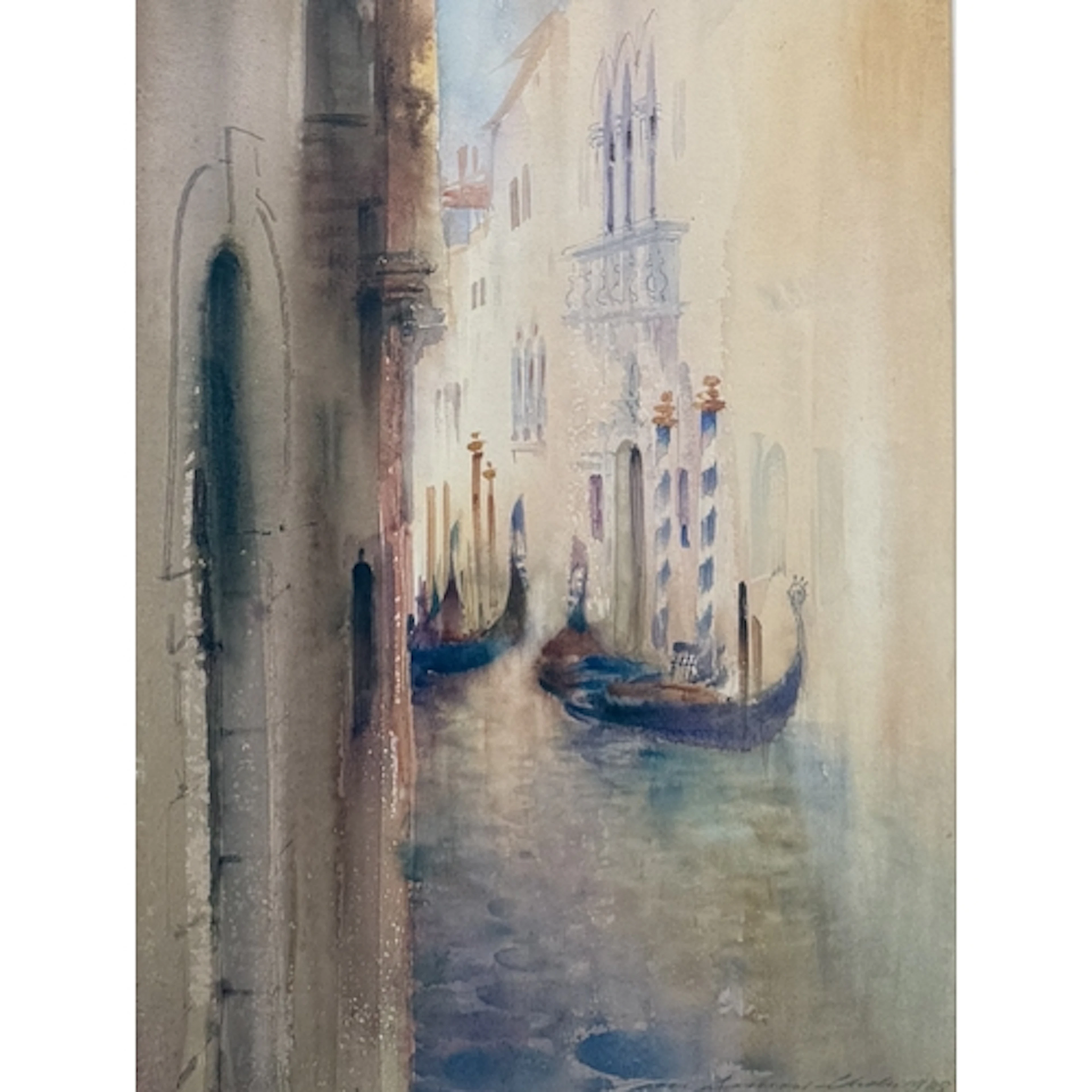 IAN ARMOUR-CHELU (BRITISH, 1928-2000): 'MOORED GONDOLAS' Sig...