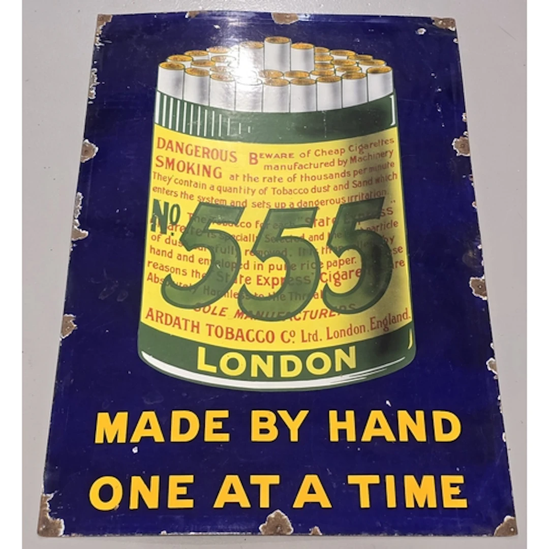 Large vintage State Express 555 cigarettes enamel advertisin...