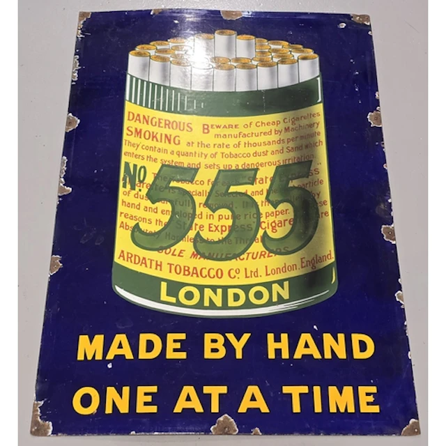 Large vintage State Express 555 cigarettes enamel advertisin...