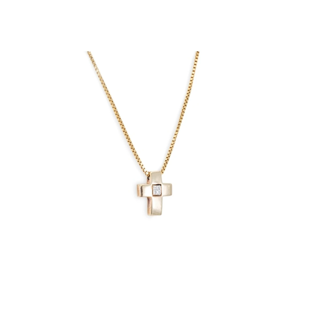 A GOLD CROSS & CHAIN, gw 11.3 g.