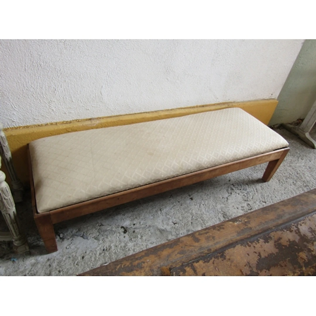 Mahogany Framed Long Footstool Approximately 3ft 6 Inches Wi...