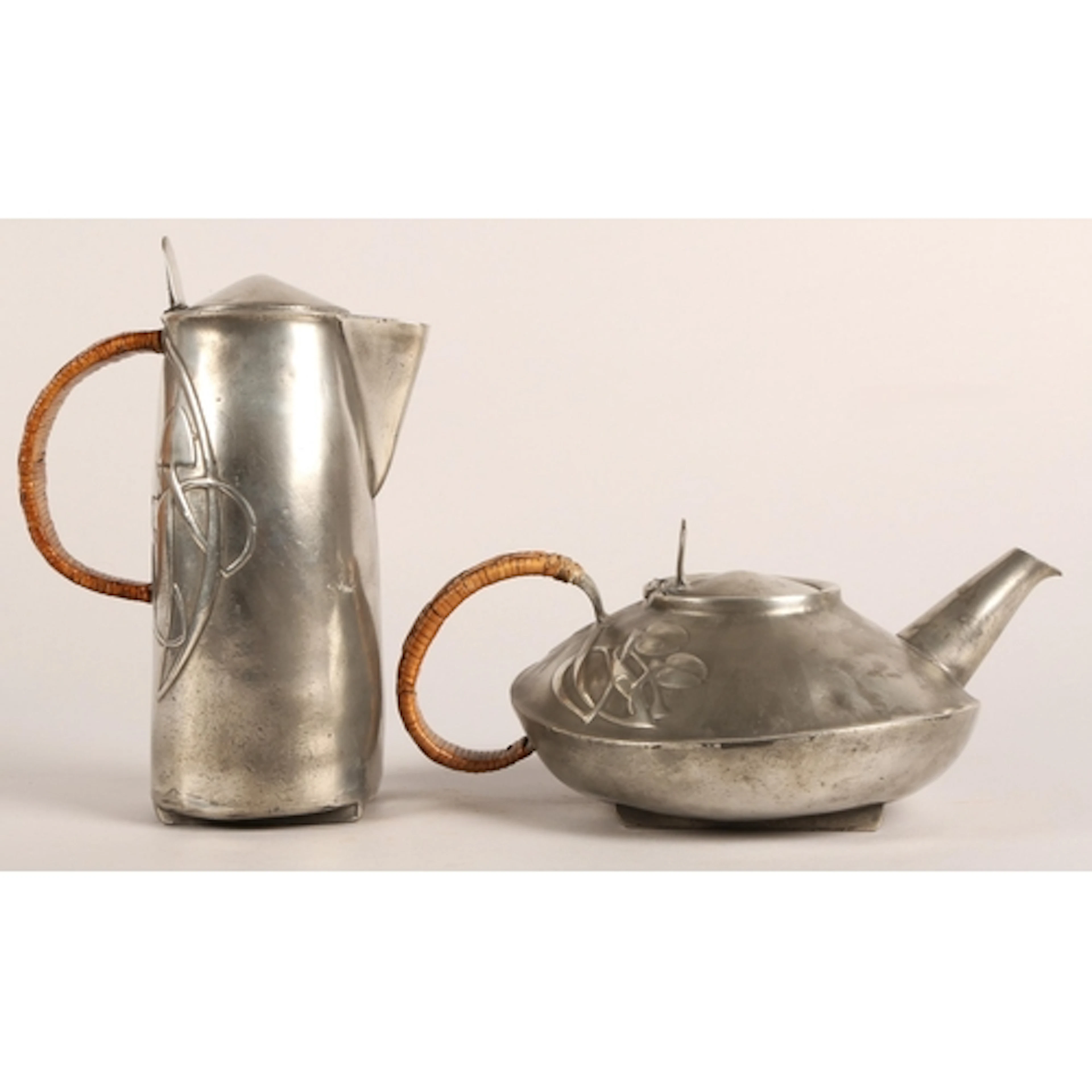 Tudric pewter tea pot and hot water pot, Archibald Knox for ...
