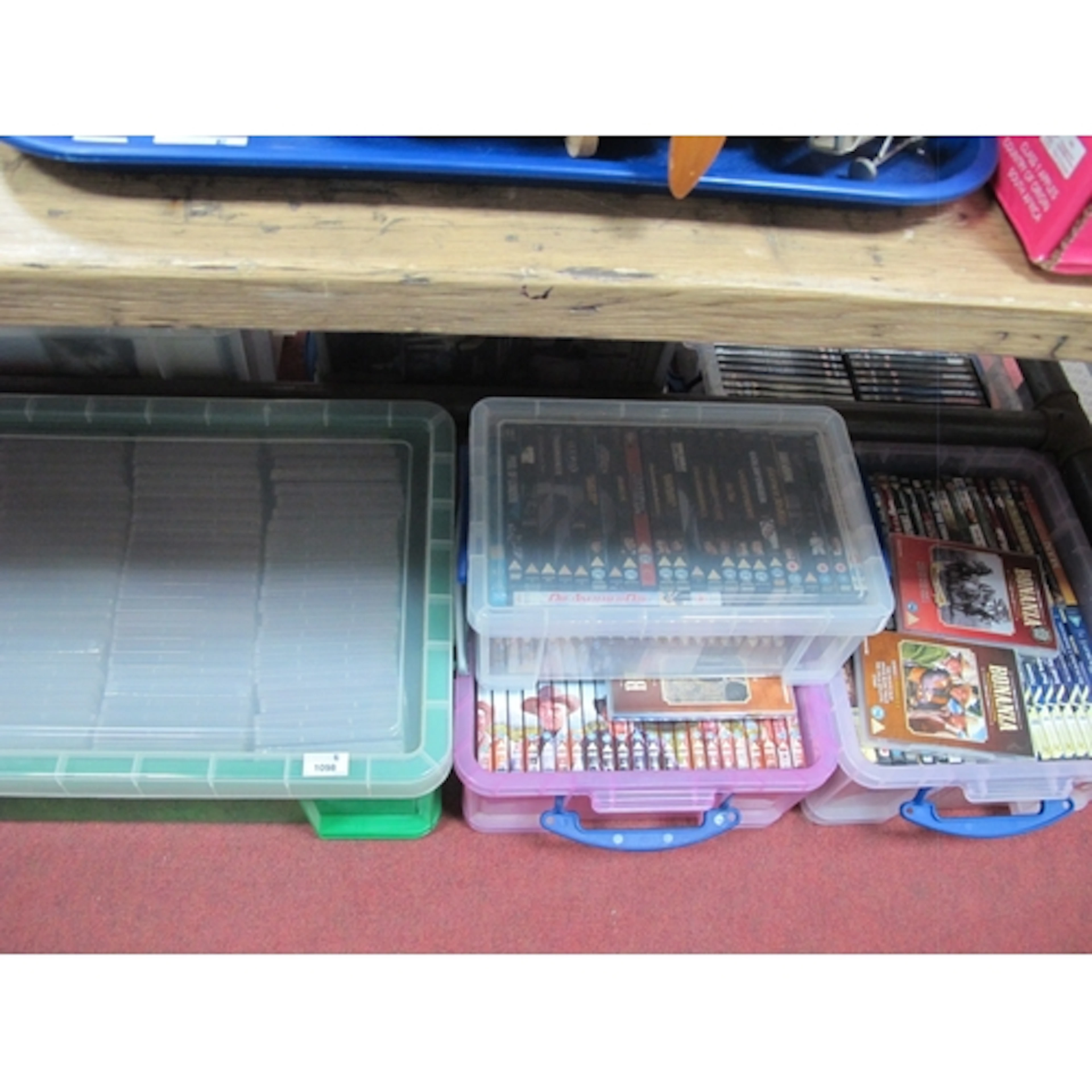 DVDs - John Wayne, James Bond, Bonanza, etc:- Four Boxes.