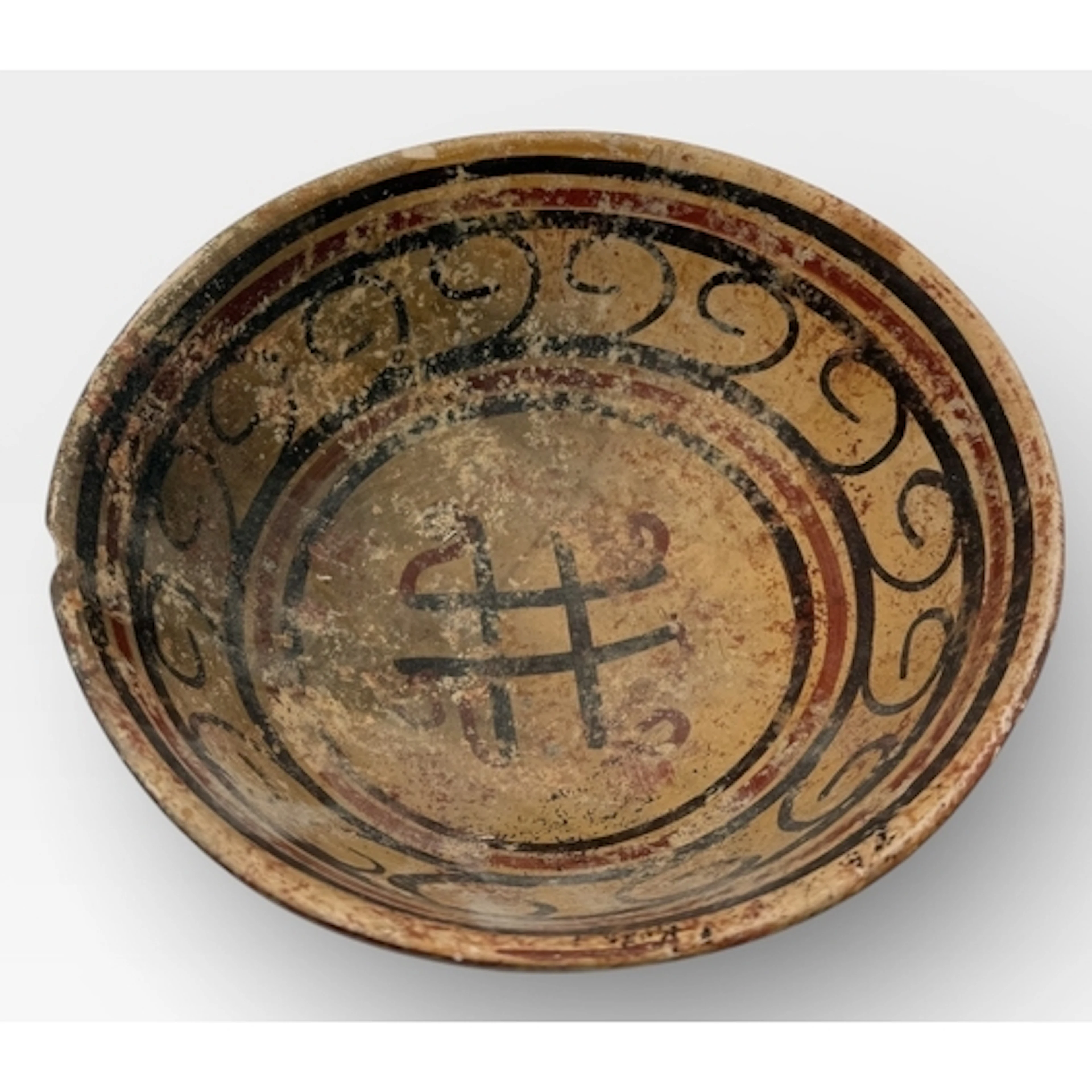 A PRE-COLOMBIAN PAINTED TERRACOTTA BOWL 17 x 8 cm...
