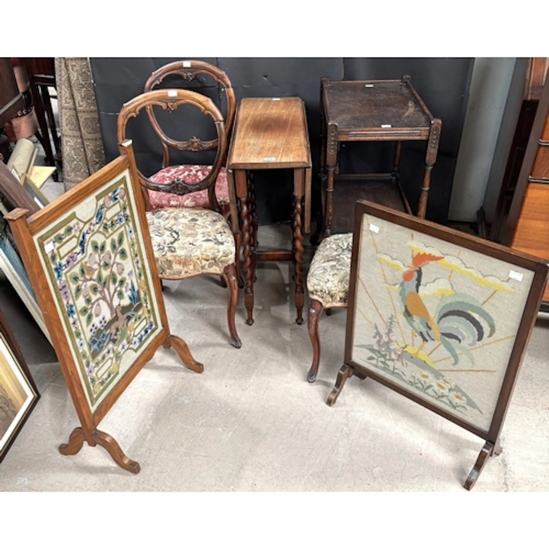 An early 20th century fire screen, another fire screen in Ar...