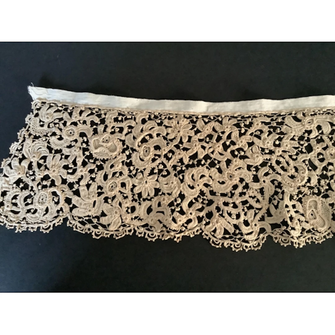 A 1650's-1680's ornate flounce of hand made Venetian Rose Po...