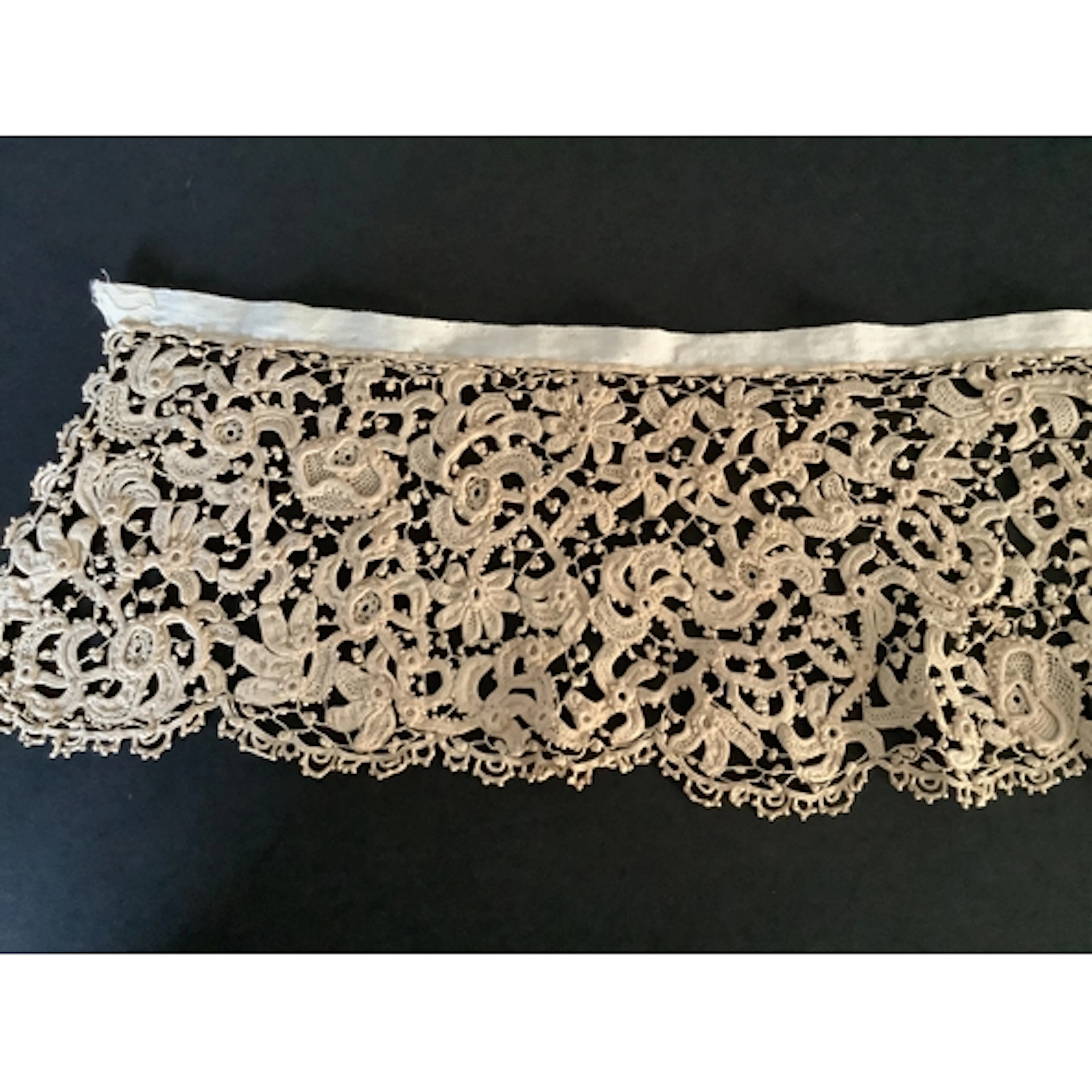A 1650's-1680's ornate flounce of hand made Venetian Rose Po...